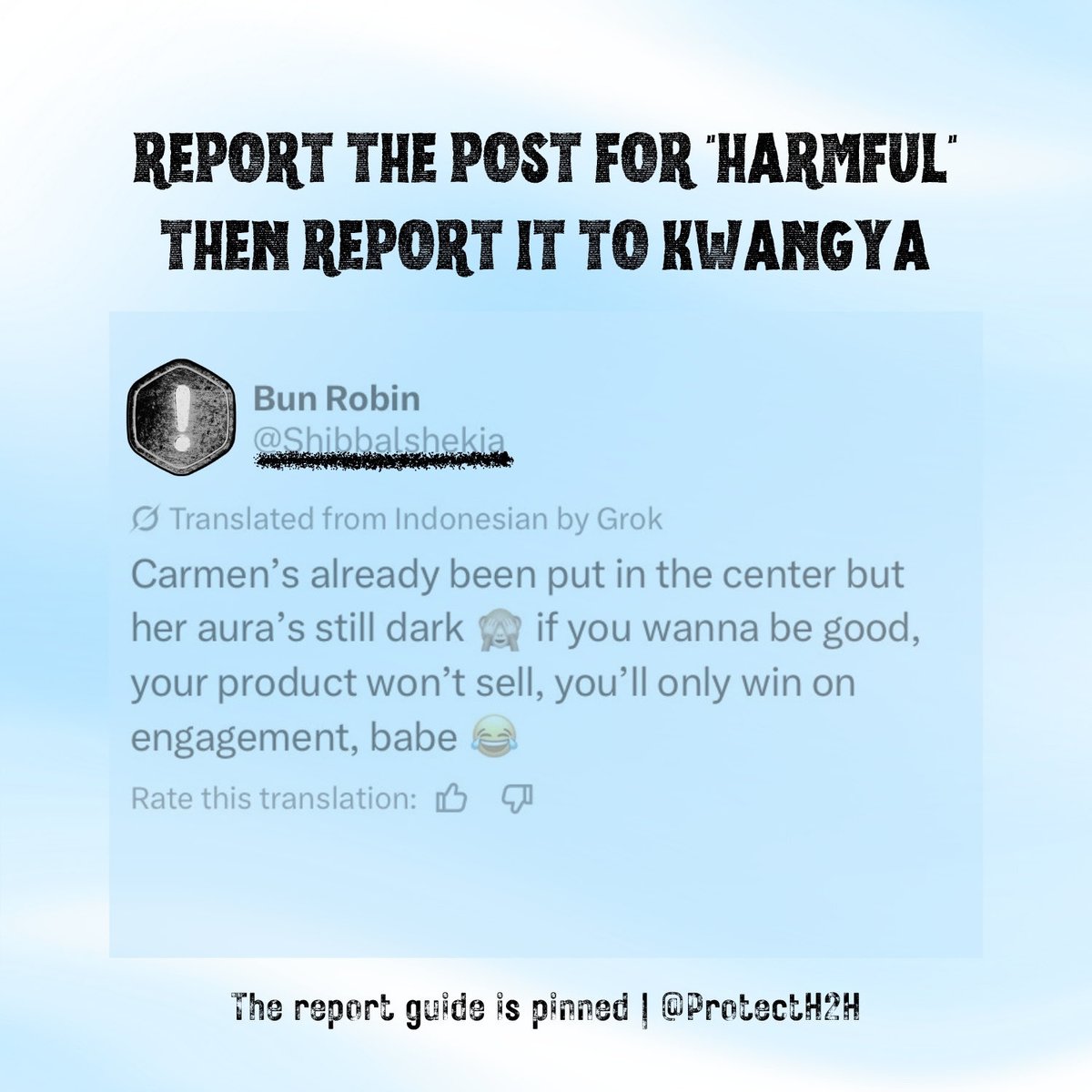 ProtectH2H's tweet photo. 🚨 Hachu, please REPØRT the post &amp; BLØCK the account 🔻

🚫 https://t.co/AwDI1me55Z
🚫 https://t.co/x6bHgcFSU8
🚫 https://t.co/13A1pNVd8I
🚫 https://t.co/UBEC0uORpu https://t.co/h4sAzl9YWi