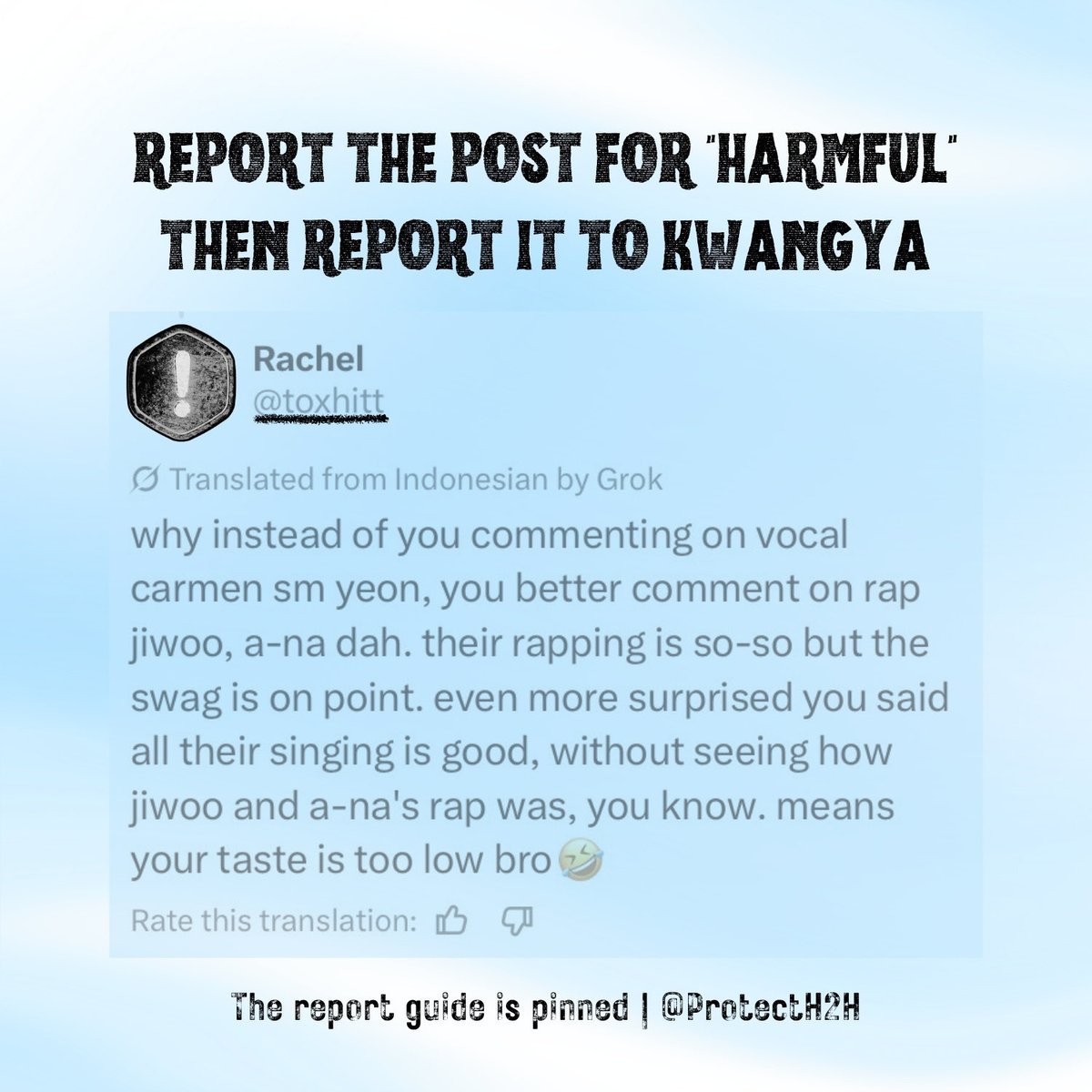 ProtectH2H's tweet photo. 🚨 Hachu, please REPØRT the post &amp; BLØCK the account 🔻

🚫 https://t.co/AwDI1me55Z
🚫 https://t.co/x6bHgcFSU8
🚫 https://t.co/13A1pNVd8I
🚫 https://t.co/UBEC0uORpu https://t.co/h4sAzl9YWi