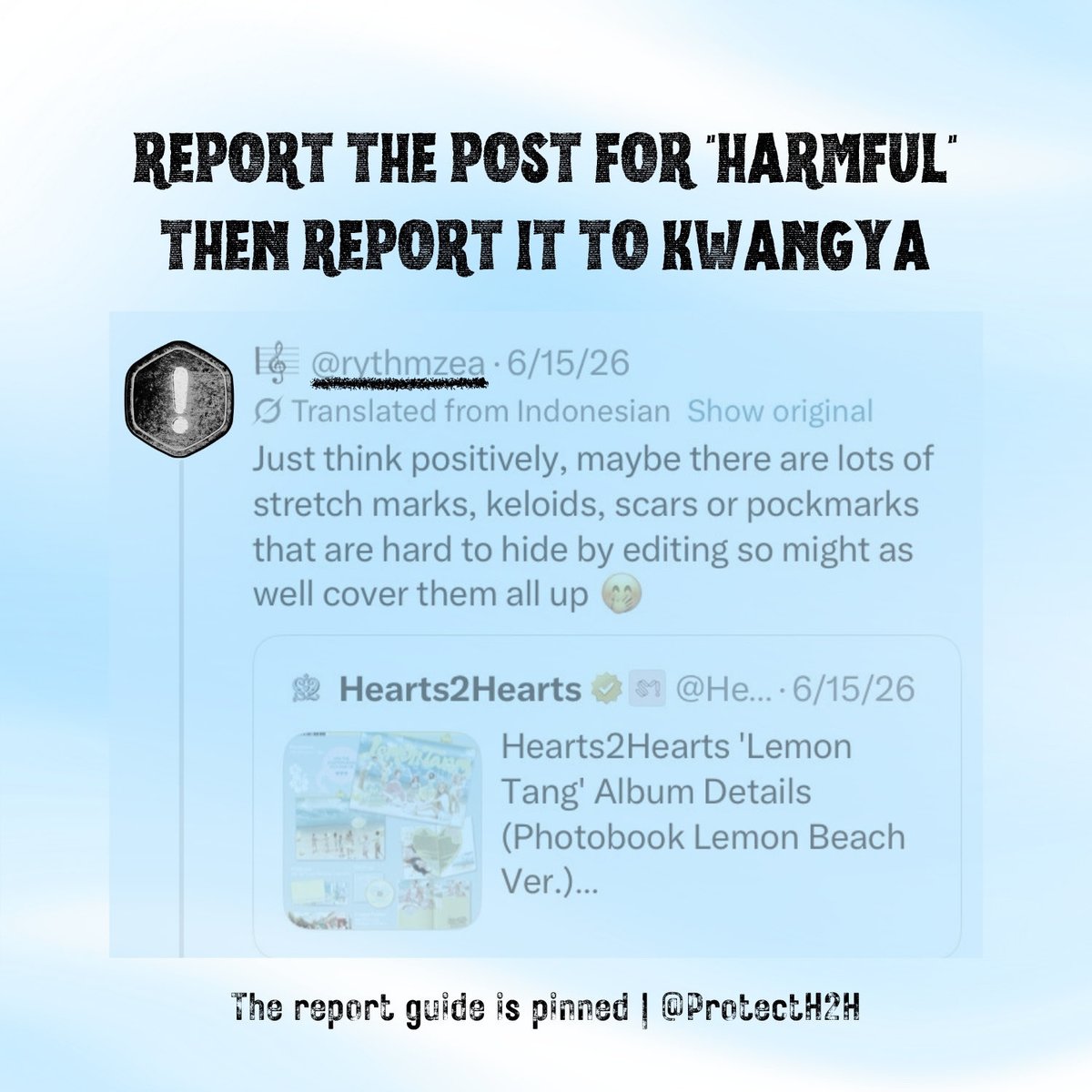 ProtectH2H's tweet photo. 🚨 Hachu, please REPØRT the post &amp; BLØCK the account 🔻

🚫 https://t.co/AwDI1me55Z
🚫 https://t.co/x6bHgcFSU8
🚫 https://t.co/13A1pNVd8I
🚫 https://t.co/UBEC0uORpu https://t.co/h4sAzl9YWi