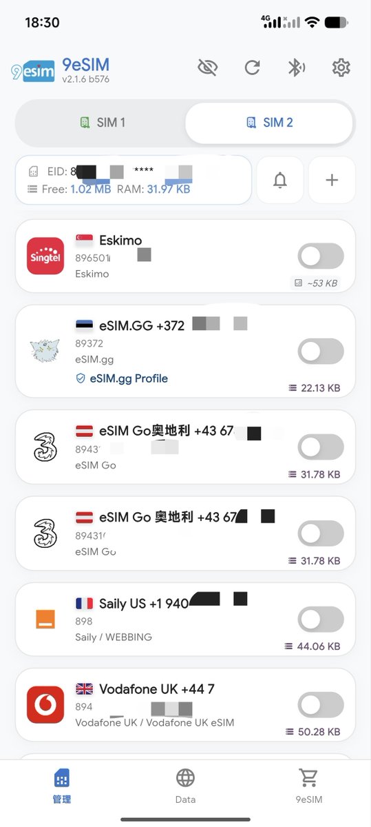 OnlyCoffeeTea's tweet photo. giffgaff卡要关门了，影响大不，换个saily的+1美国手机号esim卡就是了，每月1刀不到 https://t.co/DrHIJDHfsN