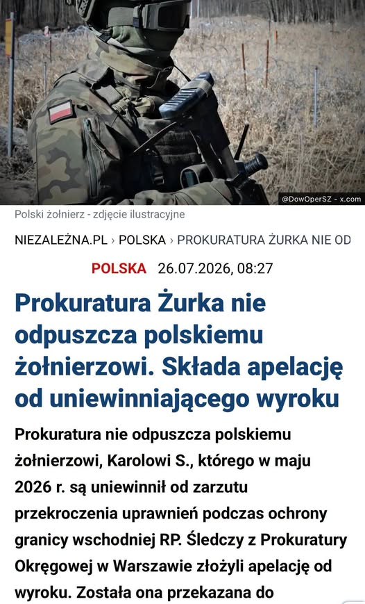 Skandaliczna decyzja! Prokuratura dalej próbuje ścigać polskiego żołnierza, który oddał strzały ostrzegawcze w chwili dużego ataku migrantów na granicę z Białorusią. Choć sądy dwóch instancji uniewinniły Karola S. Żurek dalej chce go nękać. Prokuratura składa skargę do Sądu