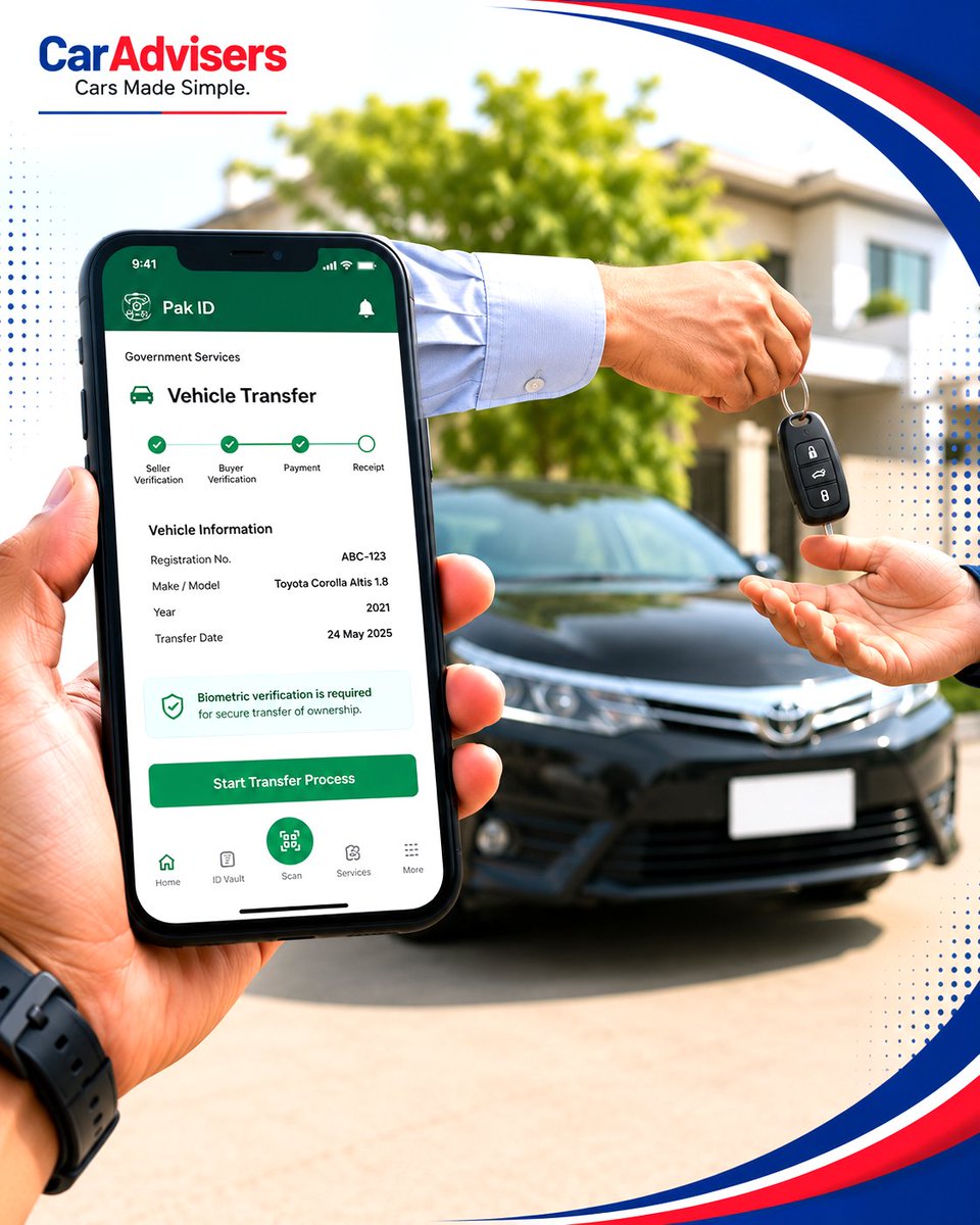 caradviserspak's tweet photo. 🚗 𝗡𝗔𝗗𝗥𝗔 𝗟𝗮𝘂𝗻𝗰𝗵𝗲𝘀 𝗗𝗶𝗴𝗶𝘁𝗮𝗹 𝗩𝗲𝗵𝗶𝗰𝗹𝗲 𝗧𝗿𝗮𝗻𝘀𝗳𝗲𝗿 𝘃𝗶𝗮 𝗣𝗮𝗸 𝗜𝗗 𝗔𝗽𝗽
Read more on CarAdvisers:https://t.co/xSX1yKjNKr
CarAdvisers — Cars Made Simple.
#NADRA #PakID #VehicleTransfer #PakistanCars #AutoNews #CarOwnership @itsshahgold https://t.co/cT4BU6U1m5