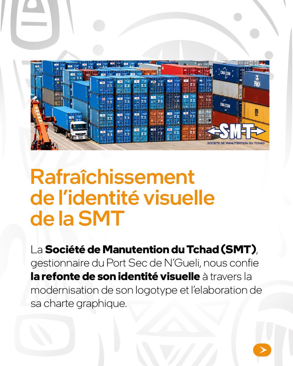 Geniusstrategy1's tweet photo. La Société de Manutention du Tchad (SMT) nous accorde sa confiance pour façonner sa nouvelle identité visuelle. Du logotype à la charte graphique, chaque détail portera désormais l’empreinte d’une ambition renouvelée. ⚫️🟠

#Communication #Marketing #GeniusStrategy #Branding https://t.co/MPIxuw7LTa