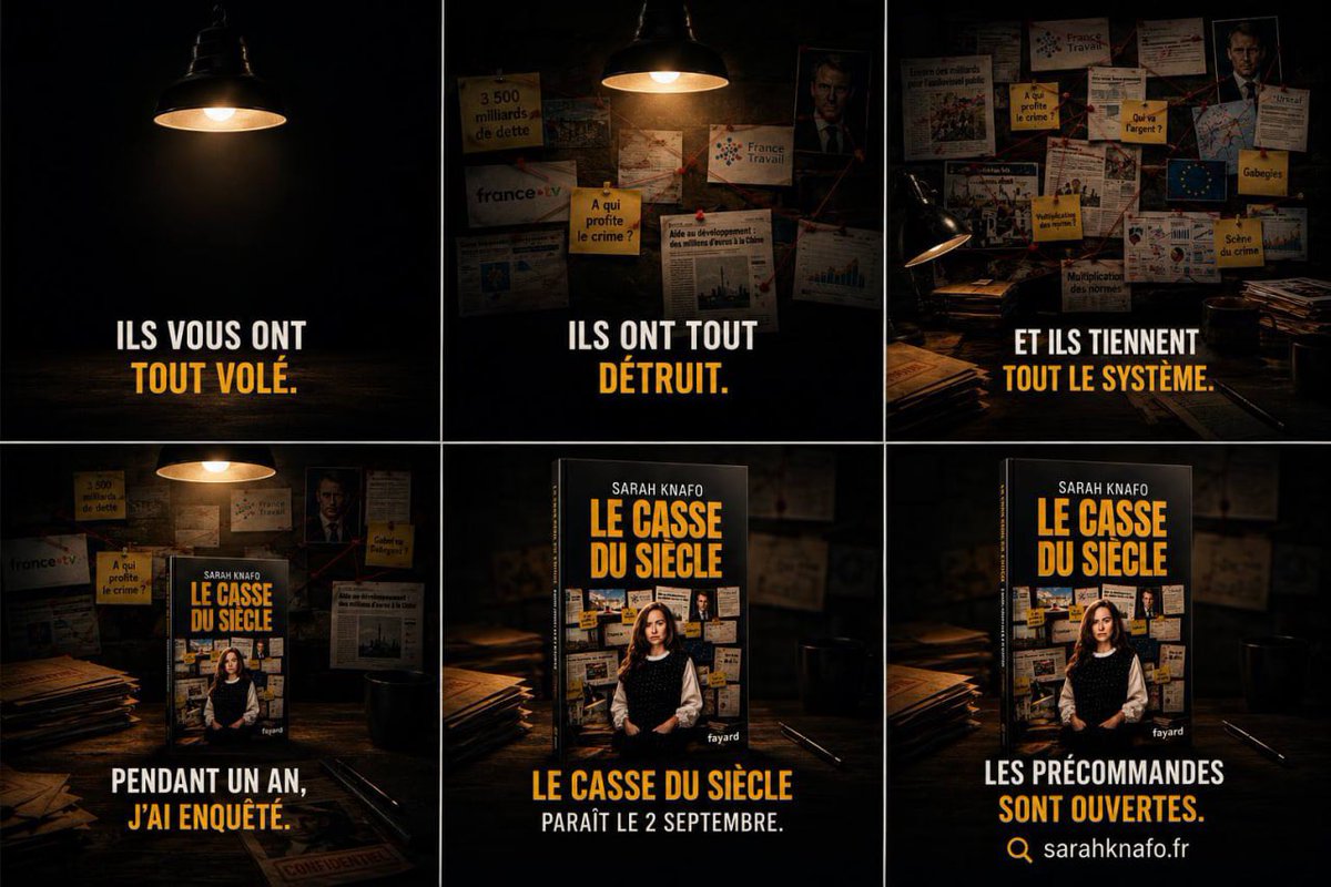 knafo_sarah's tweet photo. Ils vous ont tout volé.
Ils ont tout détruit.
Et ils tiennent tout le système.

Pendant un an, j’ai enquêté.

Mon premier livre, Le Casse du siècle, paraît le 2 septembre.

Les précommandes sont ouvertes.

🔎 https://t.co/RO7nMWJq8Y https://t.co/sstmT7Ff4N
