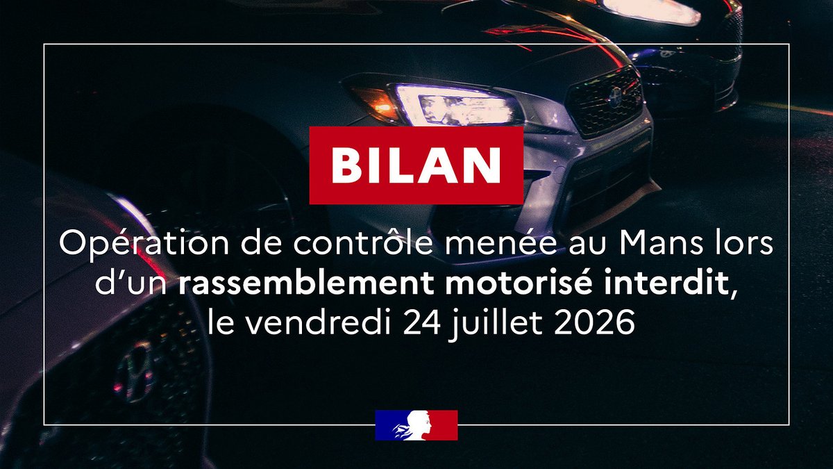 Image de Préfet de la Sarthe - 🚔 #Sécurité | Opération de contrôle d'un rassemblement motorisé interdit

Ce vendredi 24 juillet, u