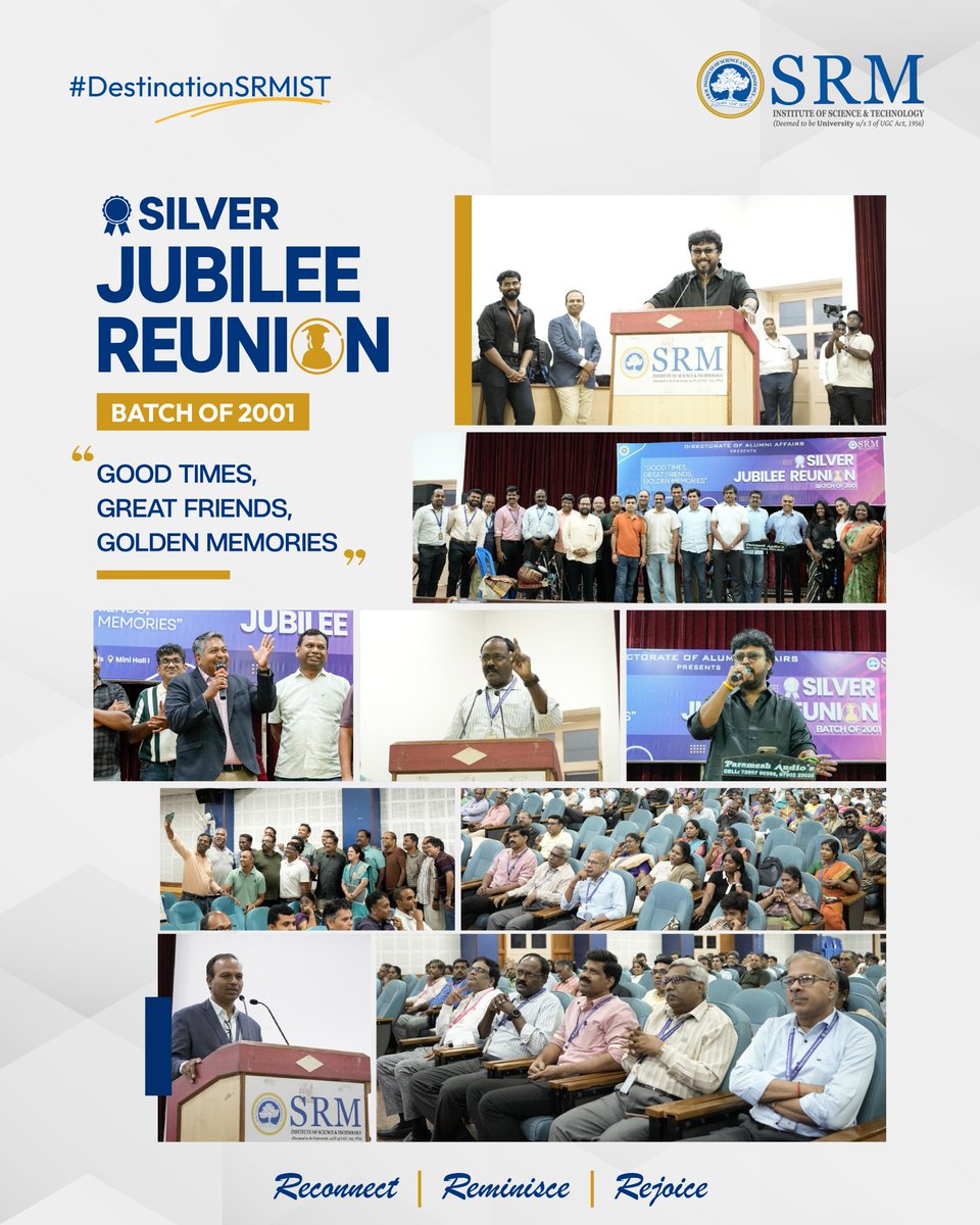 SRM_Univ's tweet photo. Back where it all began! After 25 years, the Class of 2001 reunited at SRMIST to relive their unforgettable campus memories and celebrate lifelong friendships. 

#SRMIST #SRMAlumni #SilverJubileeReunion https://t.co/2mhJAJqdqI