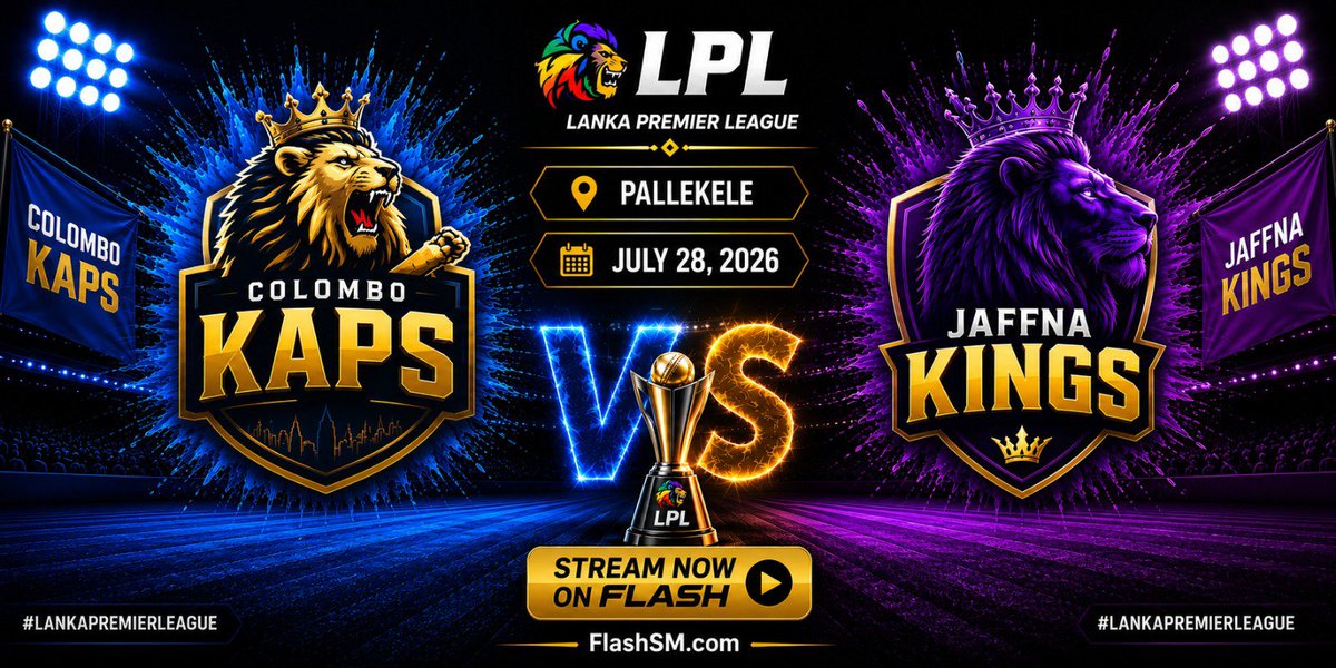 SIXR_cricket's tweet photo. 🏏 Lanka Premier League is now streaming LIVE on FlashSM!

Next up: Colombo Kaps 🆚 Jaffna Kings
Think you've got what it takes to call the game?

🎯 Predict now: https://t.co/cKnbOIedRY
📺 LIVE on FlashSM: https://t.co/zgeoNaol3K
⏳ Predictions close when the match begins!

#FlashSM #LankaPremierLeague #SIXRCricket #CricketPredictions #ColomboKaps #JaffnaKings #WatchLive #PowerPlay