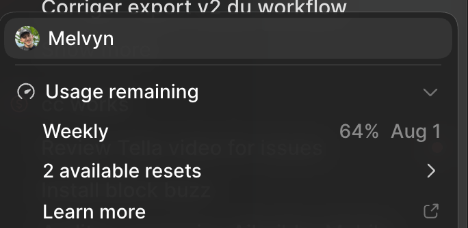 melvynx's tweet photo. seems like Codex weekly limits have a huge issue, they're draining really fast

I guess it's an optimization problem

but good news, errors in the weekly limits = soon a reset per @thsottiaux 🥂

unlimited limits today https://t.co/FHjR7ASXCh