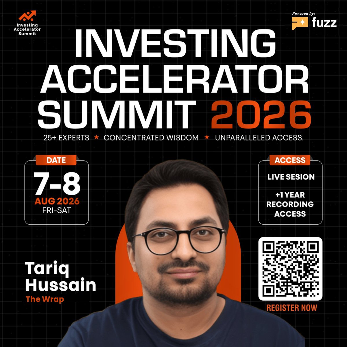 ias_summit's tweet photo. We are excited to welcome Mr. Tariq Hussain, the brilliant mind behind #TheWrap🌯, to the Investing Accelerator Summit 2026 ✨

@itsTarH is widely recognized for his ability to seamlessly integrate data-driven analytics with deep financial insight. His unique perspective makes him an invaluable voice at the Summit.

Excited for the session? Then join us online on Aug 7-8.

🔗 Reserve Your Seat:
https://t.co/pxyVFDObpl

🎟️ Early Bird Discount Ends Soon!