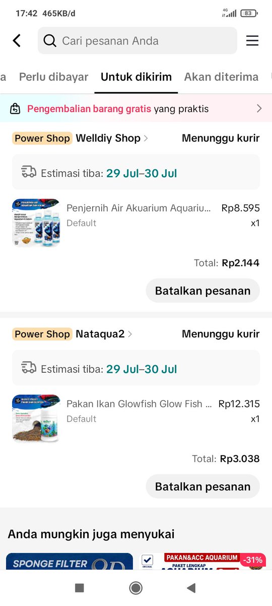 NASBAN182's tweet photo. @TikTokShop_IDN Bismillah Semoga rezeki🤲

Alesan nya saya beli pakan ikan buat ikan Glofish dan air vitamin aquarium biar jernih 😇
#GiveawayTikTokShop 

Ijin tag 🙏 @ForzaDonnaa @raykairi @Mdy_Asmara1701 https://t.co/PpaaEqRF2i