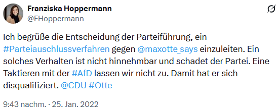 PeterBorbe's tweet photo. Die neue CDU-Generalsekretärin Franziska Hoppermann war bisher eher unauffällig und es ist fraglich, ob sie die nötige "Schlagkraft" für das Amt besitzt. Aber hier mal 3 Tweets von ihr, um sie besser kennenzulernen! https://t.co/RTwYyFnZTH