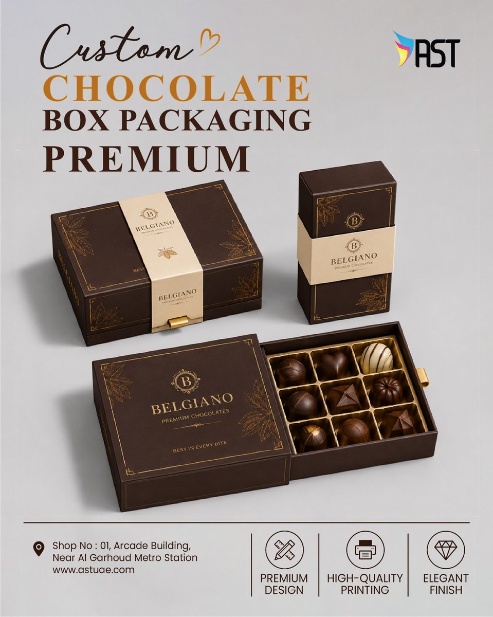 UaeAst's tweet photo. 🍫 Make every chocolate look irresistible with premium custom chocolate box packaging.
🌐 https://t.co/k22zWq3PRy
✉ info@astuae.com
CONTACT NO:+971 55 508 3438
#ChocolateBox #ChocolatePackaging #CustomChocolateBox #PremiumPackaging #LuxuryPackaging #GiftBox #PackagingDesign https://t.co/4U7JRUQoOW