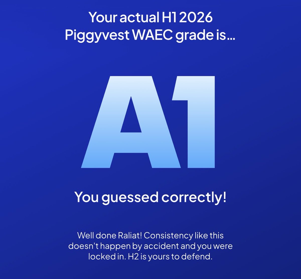 umoru79952's tweet photo. @piggyvest I predicted A1 and I got A1 in my WAEC report 😌…. This is my first year saving with you guys and I did well 😍 https://t.co/BdjBldVfUa