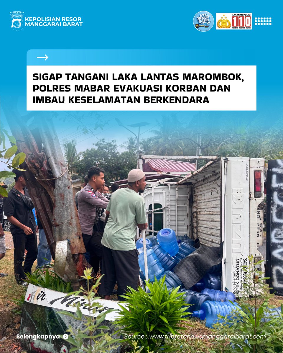 polresmabarntt's tweet photo. Sigap Tangani Laka Lantas Marombok, Polres Mabar Evakuasi Korban dan Imbau Keselamatan Berkendara

Baca selengkapnya :

https://t.co/U3fAJTN2Tu

#PolriUntukMasyarakat #labuanbajo #nttpride🏝🔥 #PolresMabarNTT #NTTPenuhKasih #PoldaNTTPresisi #PolriPresisi #KapoldaNTT https://t.co/KNUXz9pvt0