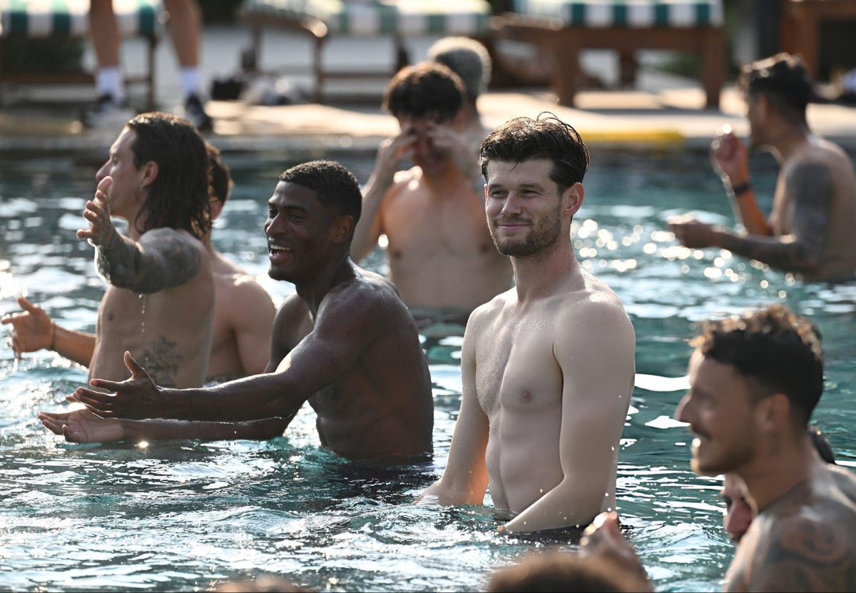 TwalibZaitunk's tweet photo. Champions of England enjoying a pool session as they continue their pre season preparations. Christos Tzolis is living the dream. https://t.co/a9Y3eOZwsu