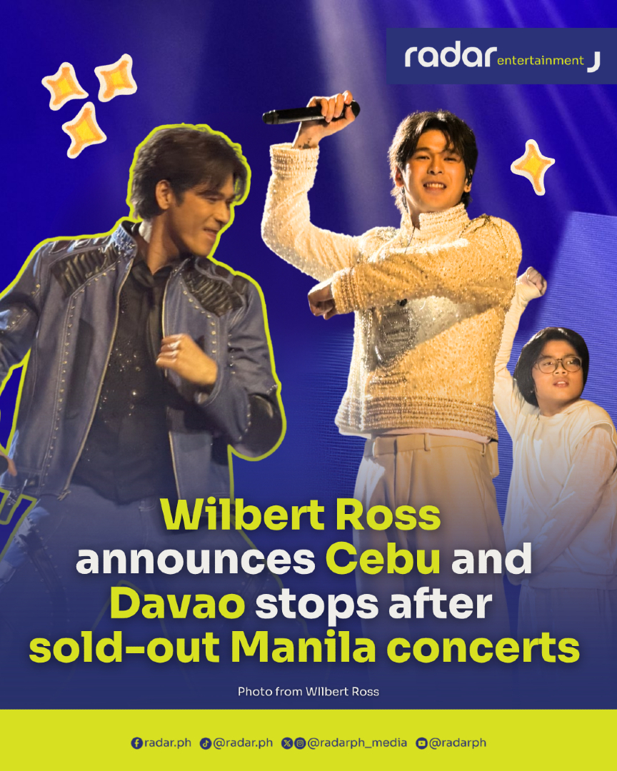 radarph_media's tweet photo. Fresh from the success of his back-to-back sold-out concerts in Manila, Wilbert Ross is taking “WRten by Wilbert Ross” to Cebu and Davao later this year.

Concert producer EKG Productions announced the provincial legs of Ross’ 1st Major & 10th Anniversary Concert following the overwhelming response to its July 25 and 26 shows at the New Frontier Theater in Cubao.

The Cebu leg is scheduled for Oct. 10 at the Waterfront Cebu City Hotel & Casino, while the Davao stop—dubbed the Homecoming Concert—will take place on Oct. 25 at the SMX Convention Center Davao. Both shows are set to begin at 7 p.m.

Tickets for the two provincial concerts will go on sale on Aug. 1 at 12 noon via TicketMelon and EKG Productions booths.

The announcement comes after “WRten by Wilbert Ross” drew full-house crowds during its Manila run. Originally planned as a one-night concert, organizers added a second show after the first performance sold out due to overwhelming demand.

The concert celebrated Ross’ decade-long journey in the entertainment industry, featuring performances of his songs including “Dulo ng Pahina” and “Makaluma,” as well as a dance cover of “Rodeo.”

One of the biggest highlights of the second night was Ross’ emotional duet with Vice Ganda on SB19’s “MAPA,” during which he honored the television host as one of his biggest supporters and a parental figure in Manila.

Presented by Viva Live and EKG Productions, the concert combined live music with cinematic storytelling inspired by Ross’ personal and professional journey.

With Cebu and Davao now joining the tour, fans outside Metro Manila will soon get the chance to experience the concert that marked one of the biggest milestones of Ross’ 10-year career.

(✍️: Top Dagohoy)

#radarPHEntertainment #radarPH