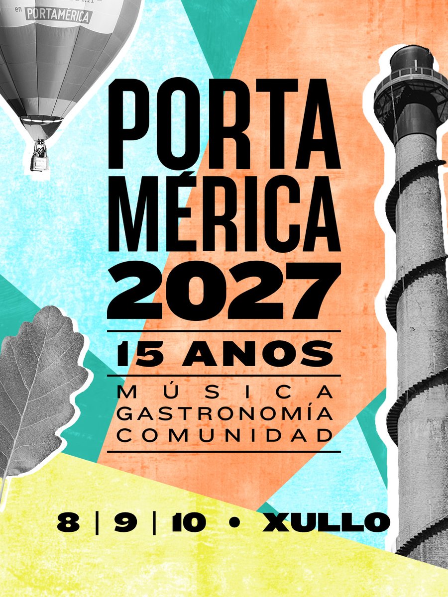 portAmerica's tweet photo. 15 anos dan para moito. E aínda queda o mellor!

PortAmérica volve os días 8, 9 e 10 de xullo de 2027 para celebrar unha edición moi especial: o noso XV aniversario 🎂

Gardade ben as datas, porque estes 15 anos imos celebralos como sabemos: xuntos 🫂🏭🪩

#PortAmerica https://t.co/Brf0aLsFsm