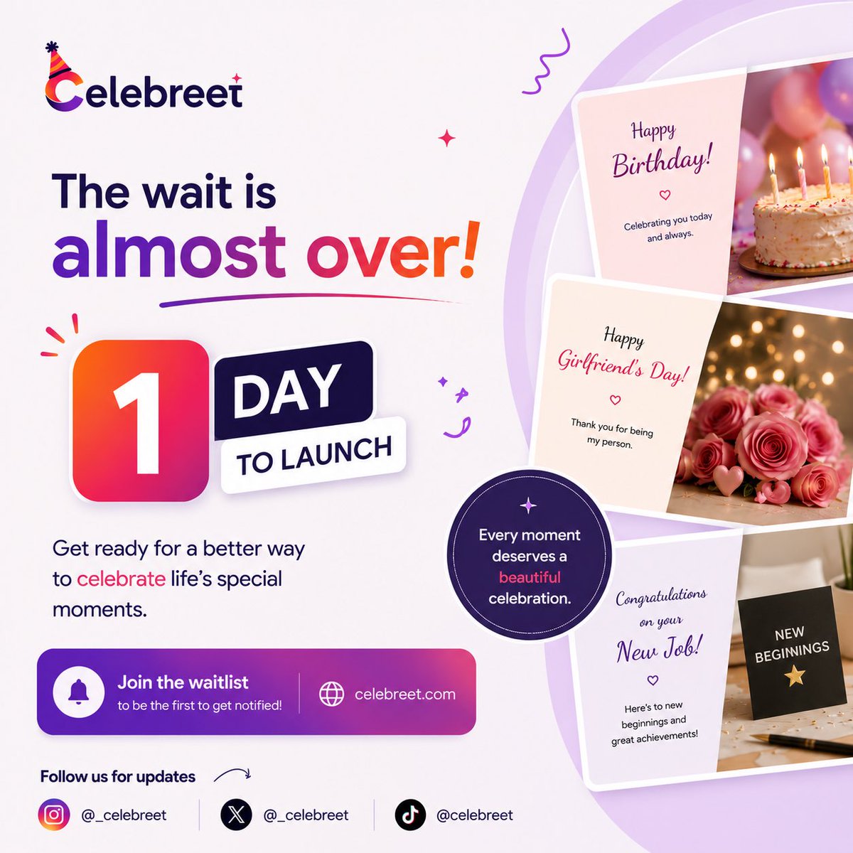 _celebreet's tweet photo. Birthdays, anniversaries, girlfriend’s day, baby shower, new job, graduation, no matter the celebration or occasion, by tomorrow you’d be able to use Celebreet to make custom web pages for the people you love @ N1,000 💜
-
Reserve your spot here: https://t.co/GVEC5iG7yj https://t.co/cjKklc9kPy