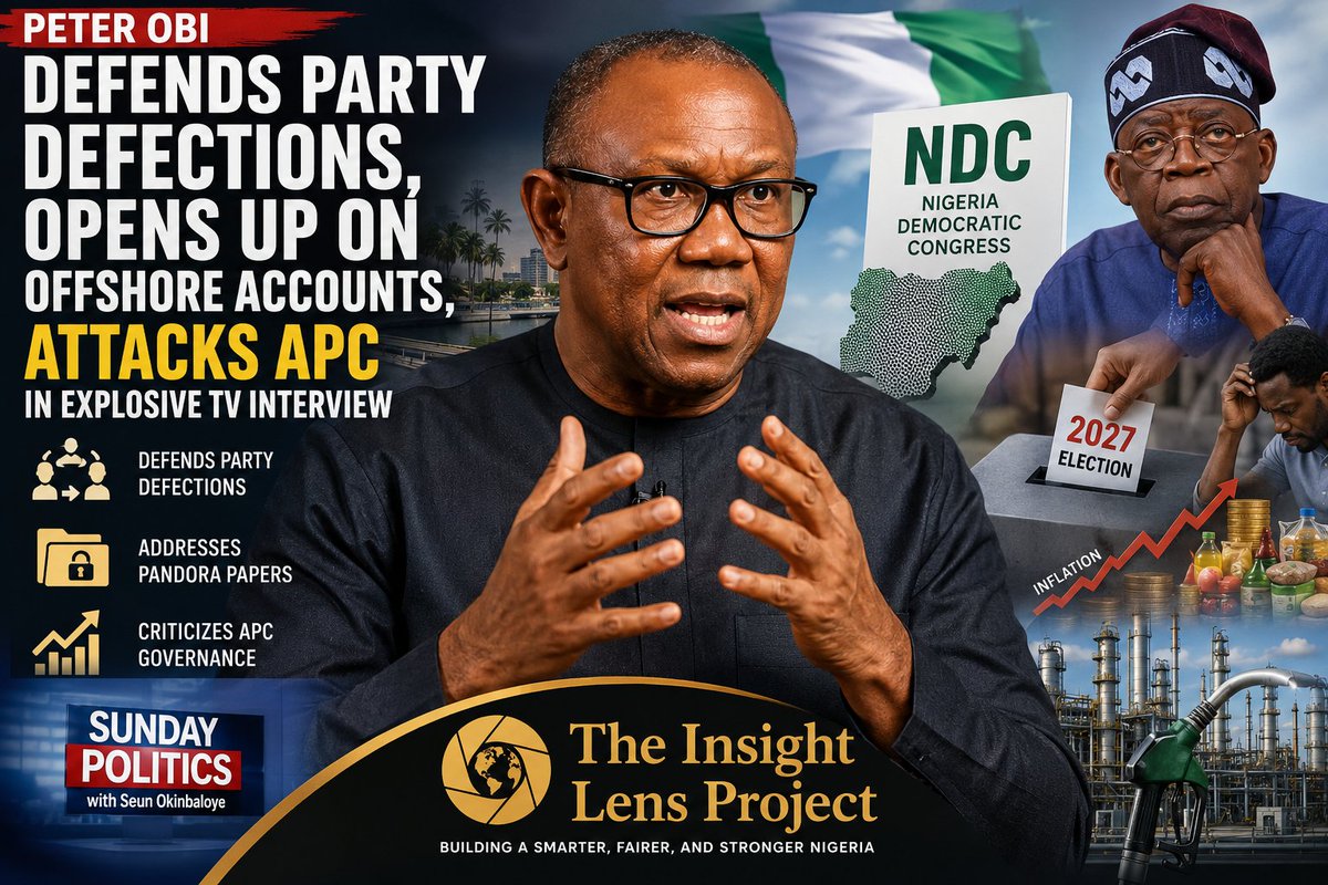 adebamiwamike's tweet photo. *Peter Obi Defends Party Defections, Opens Up on Offshore Accounts, Attacks APC in Explosive TV Interview - https://t.co/TsDXWyGOuE*
Responding to criticism that he has changed political parties too often, Obi argued that his decisions were driven by...
https://t.co/Q5Ttfox1zu https://t.co/YL0eb3C8W6