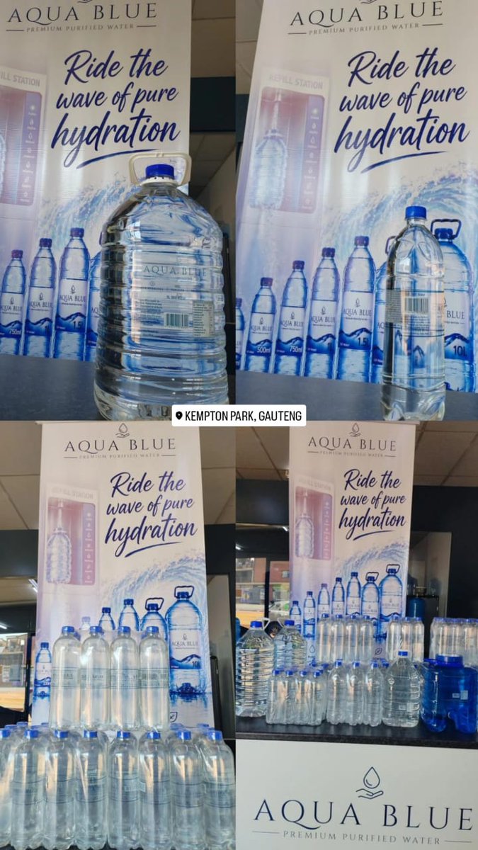 AquaBluePulse's tweet photo. Ride the wave of pure hydration with us 😍 We serve exceptional purity for sustained hydration&amp; refreshment 💧 perfect for everyday hydration, workouts &amp; OnTheGo freshness.
 Try AquaBlue today🌊 
📍 Shop 15,Kempton Place
#purifiedwater #KemptonPark #AquaBluePremium #bulkpurchase https://t.co/hMrGyWn70l