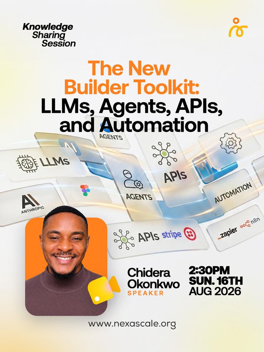 NexaScaleHQ's tweet photo. The next wave of innovation is being built with LLMs, APIs, Automation &amp; Agents. 

Want to understand how it all fits together?

Join us on 16 August for our KSS on The New Builder Toolkit.

📍Register, show up, and learn something new.

https://t.co/QvHNwiRB8u https://t.co/wuFCP9Q8Mo