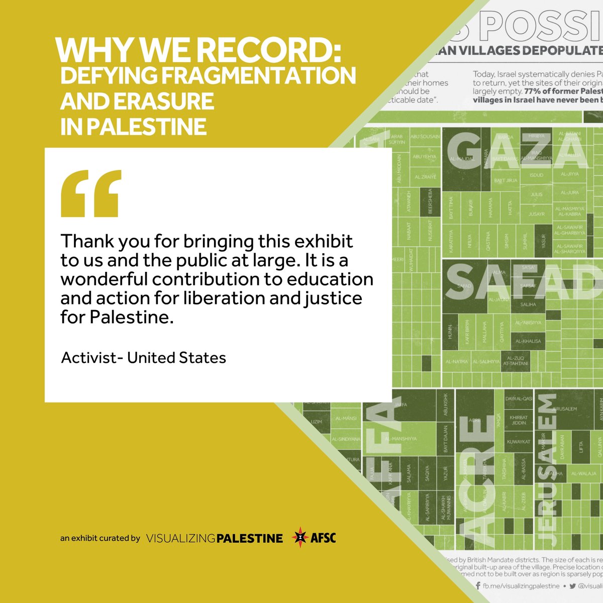 visualizingpal's tweet photo. At a time of increased silencing and repression, host Why We Record: Defying Fragmentation and Erasure—an exhibit co-created with @afsc_org  that amplifies Palestinian narratives and creates spaces for visibility, resistance, and solidarity.

https://t.co/jehOumbkq9 https://t.co/zS3jFKa9Uv