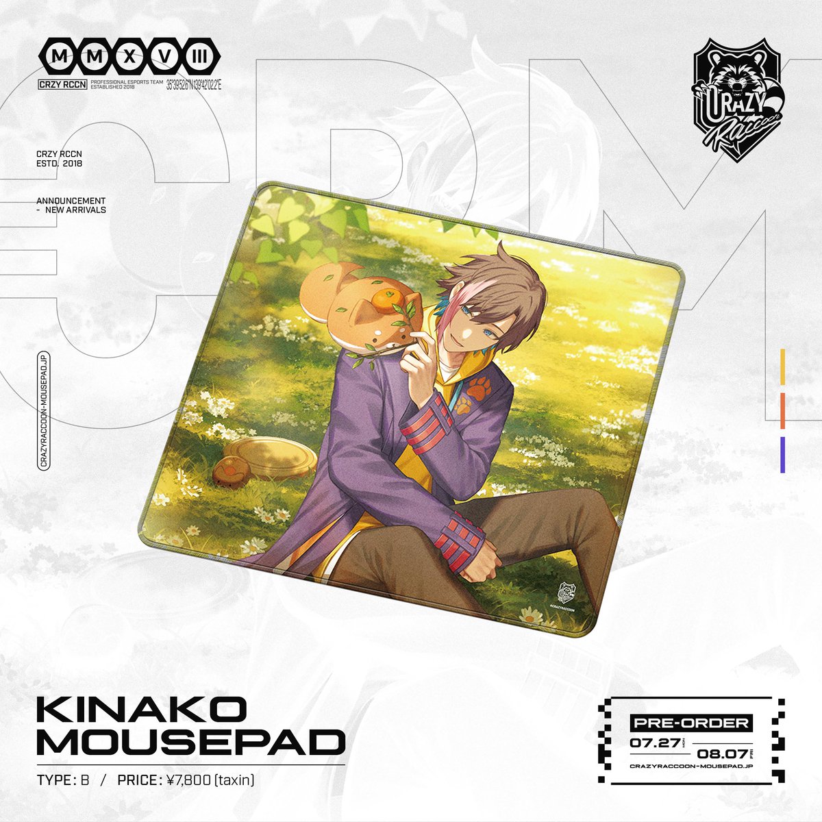 crazyraccoon406's tweet photo. 【CRAZY RACCOON ONLINE STORE】

・KINAKO MOUSEPAD 
・URUCA MOUSEPAD
・OTHER MOUSEPAD (RESTOCK) 

🔶受注期間／オンライン
7/27(月) 20:00 ~ 8/7(金) 23:59〆

▼詳細はこちら
https://t.co/LvIlRtiJIu 

※リストック商品は在庫限りの販売となります。
※複数商品をご注文の場合、発送は一番遅い商品に合わせてのお届けとなります。あらかじめご了承ください。
