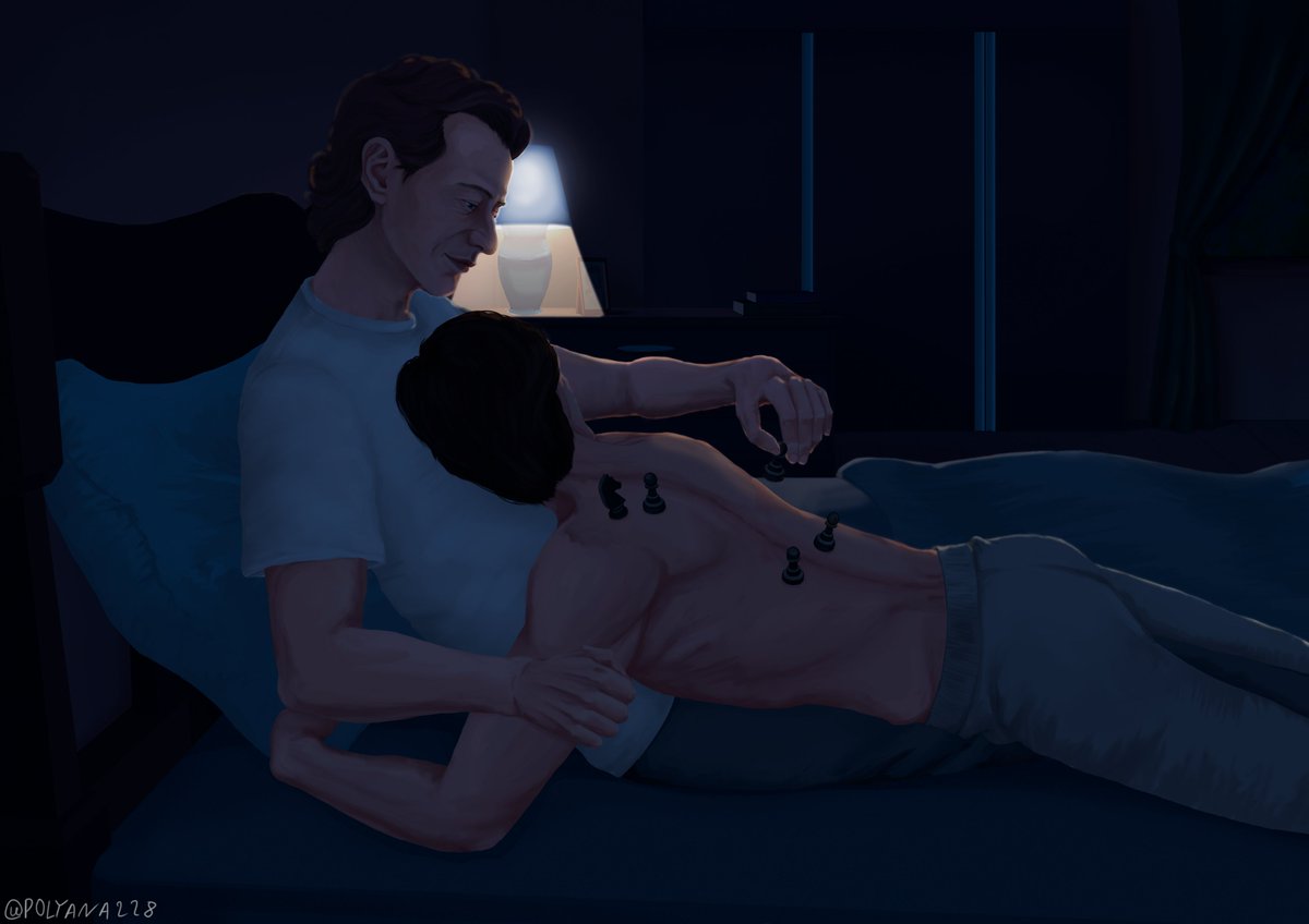 POLYANA228's tweet photo. Sometimes Charles allows himself to do strange and amusing things like arranging metal figures right on the back of the sleeping Eric...
(this is a moment from my little roleplay 🤭)

#xmen #cherik #charlesxavier #eriklensherr https://t.co/woRAoUluUx
