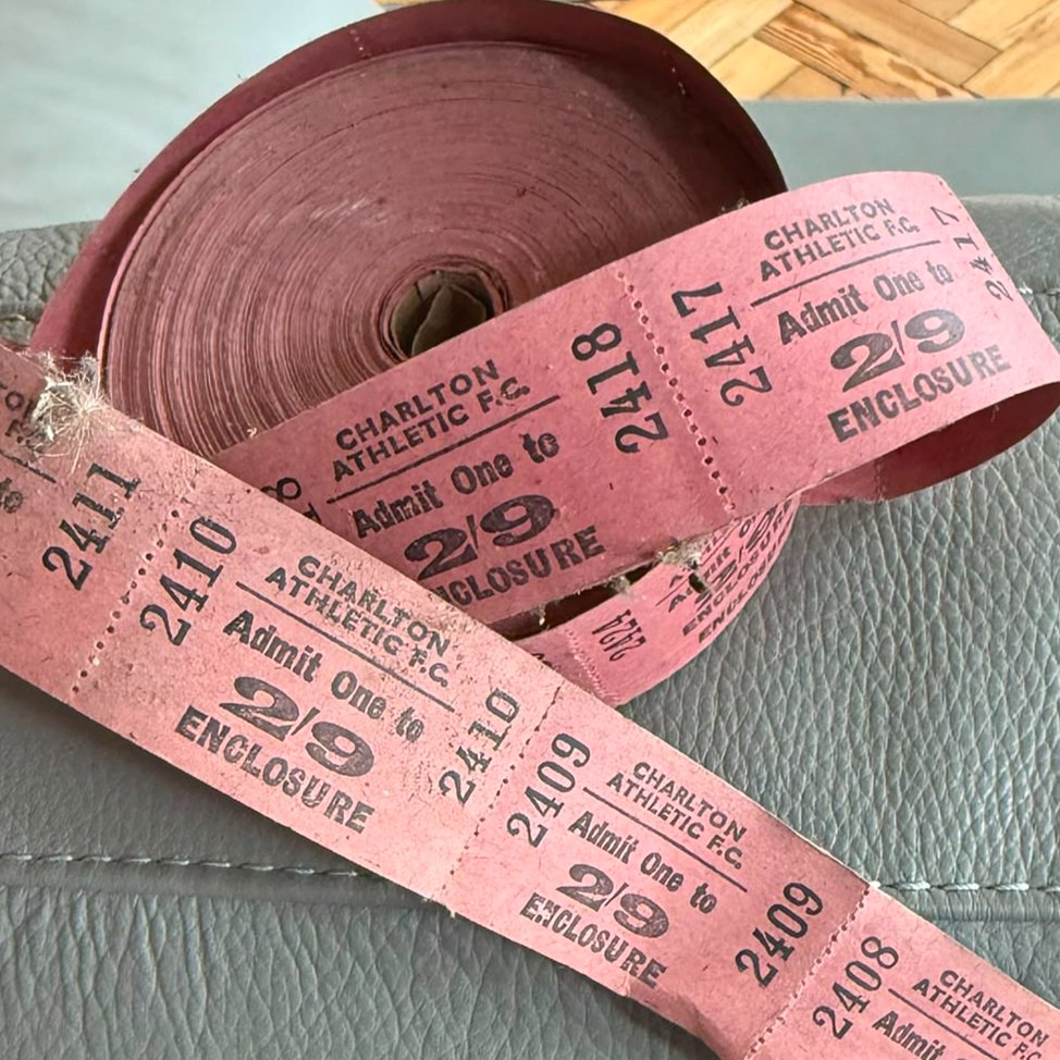 CHATHMuseum's tweet photo. Ticket update.

New donation of some pre-decimal @CAFCofficial  tickets salvaged from the Valley during the #cafc exile

Not sure what 2/9 meant? Ask your grandparents! https://t.co/8SgNZuSY5f