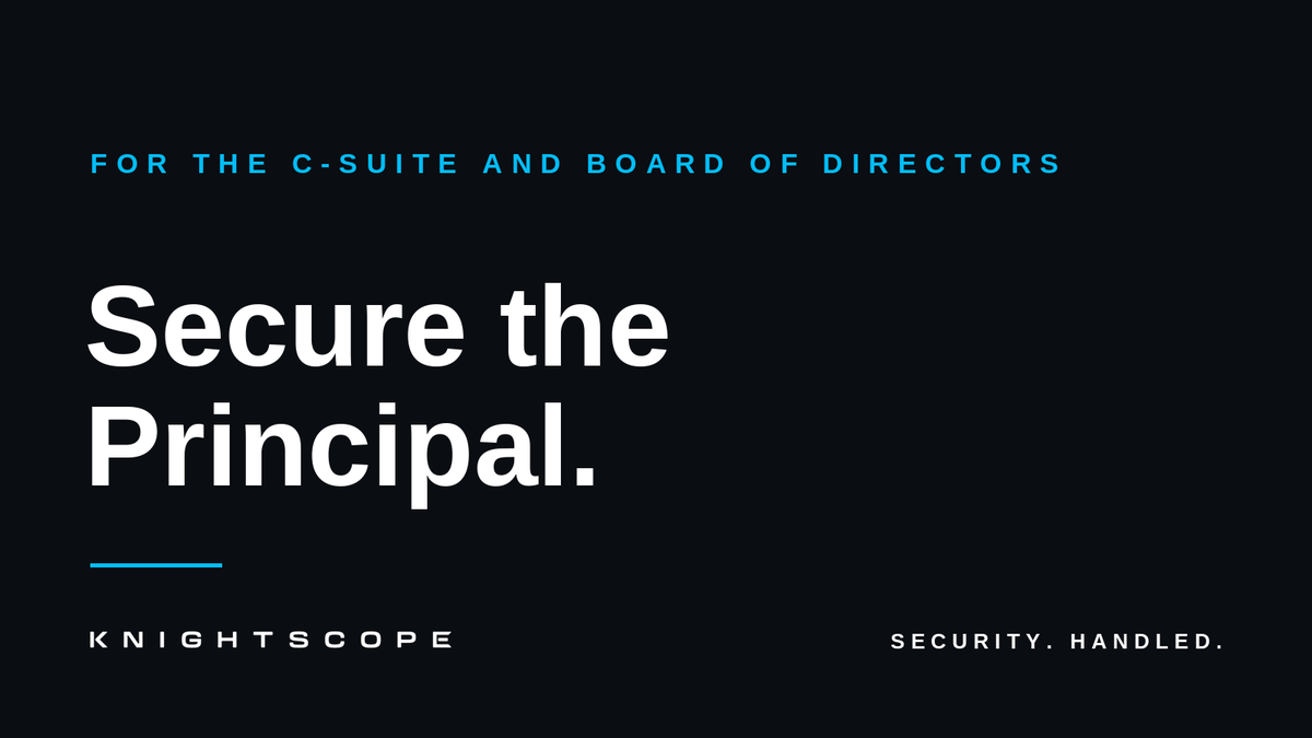 iKnightscope's tweet photo. More than a third of the S&P 500 now discloses executive security programs. Boards finally treat protecting their people as what it always was - a fiduciary duty.

Knightscope conducts protective operations for executives, boards, and families. It is one of many capabilities of the Autonomous Security Force.  

Request a confidential briefing at https://t.co/oROUQPeAbh