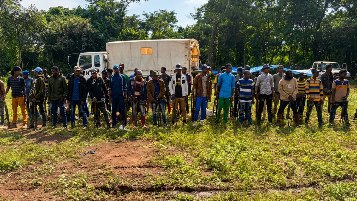 UN_CAR's tweet photo. 100 combattants du groupe armé 3R ont déposé volontairement les armes à Besson et Péhouri (sous-préfecture de Baboua), du 24 au 26/7/26 à l'@uepnddrrcaf avec l'appui de la #MINUSCA, dans le cadre des efforts visant à restaurer la paix et la sécurité dans cette partie du pays. https://t.co/R0VDroUYSU