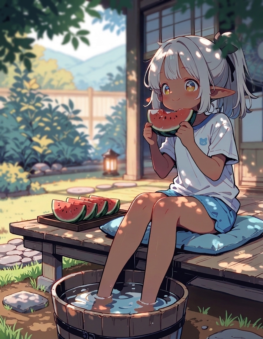 今日も一日おつかれさま～ スイカの日なのでスイカ食べる！」