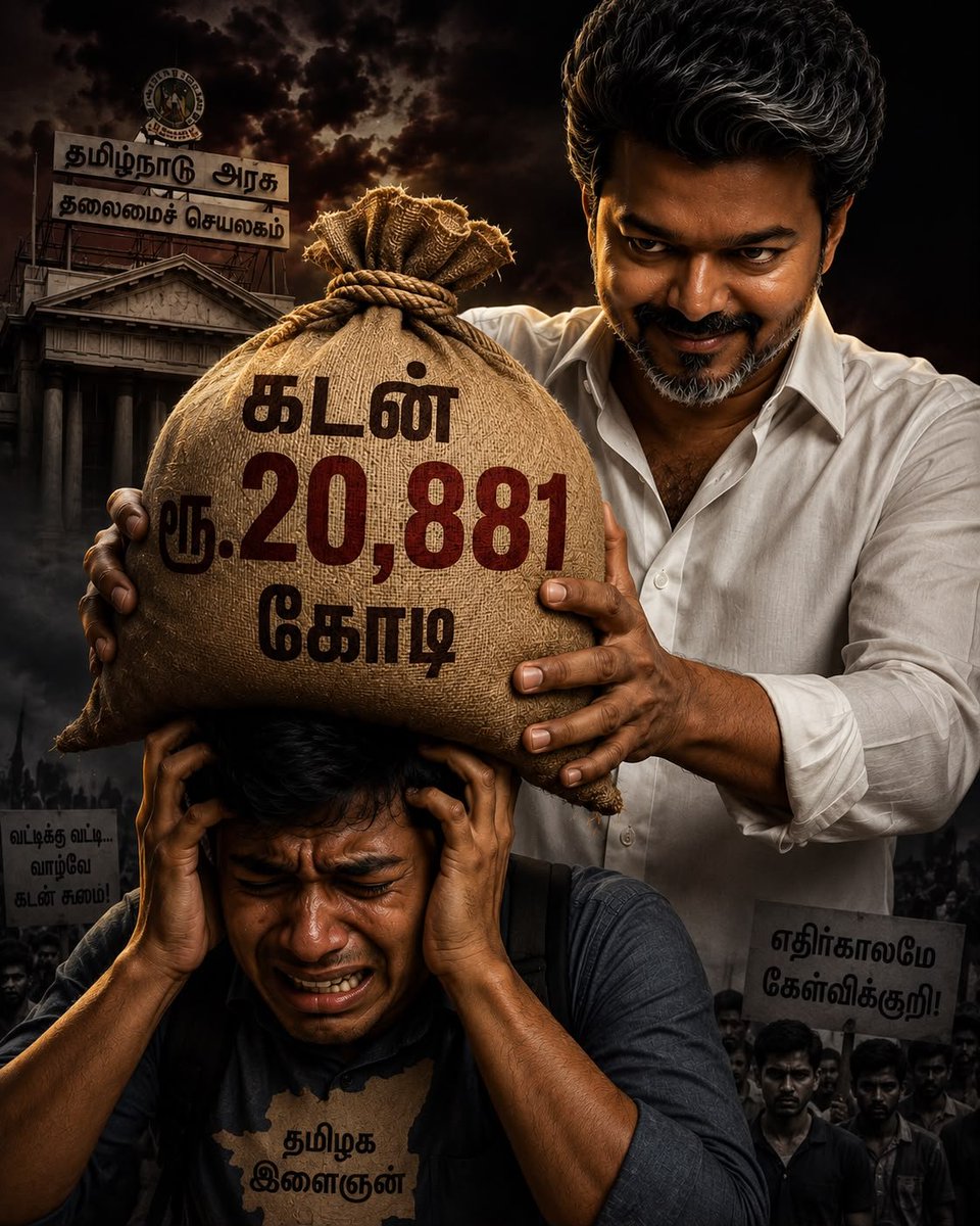 VigneshKPhoenix's tweet photo. மூன்றே மாத்ததில் 20000 கோடி கடன் 

சாதனை படைத்த தவெக அரசு !!!

#TvkfailsTN https://t.co/iQVMb3779l