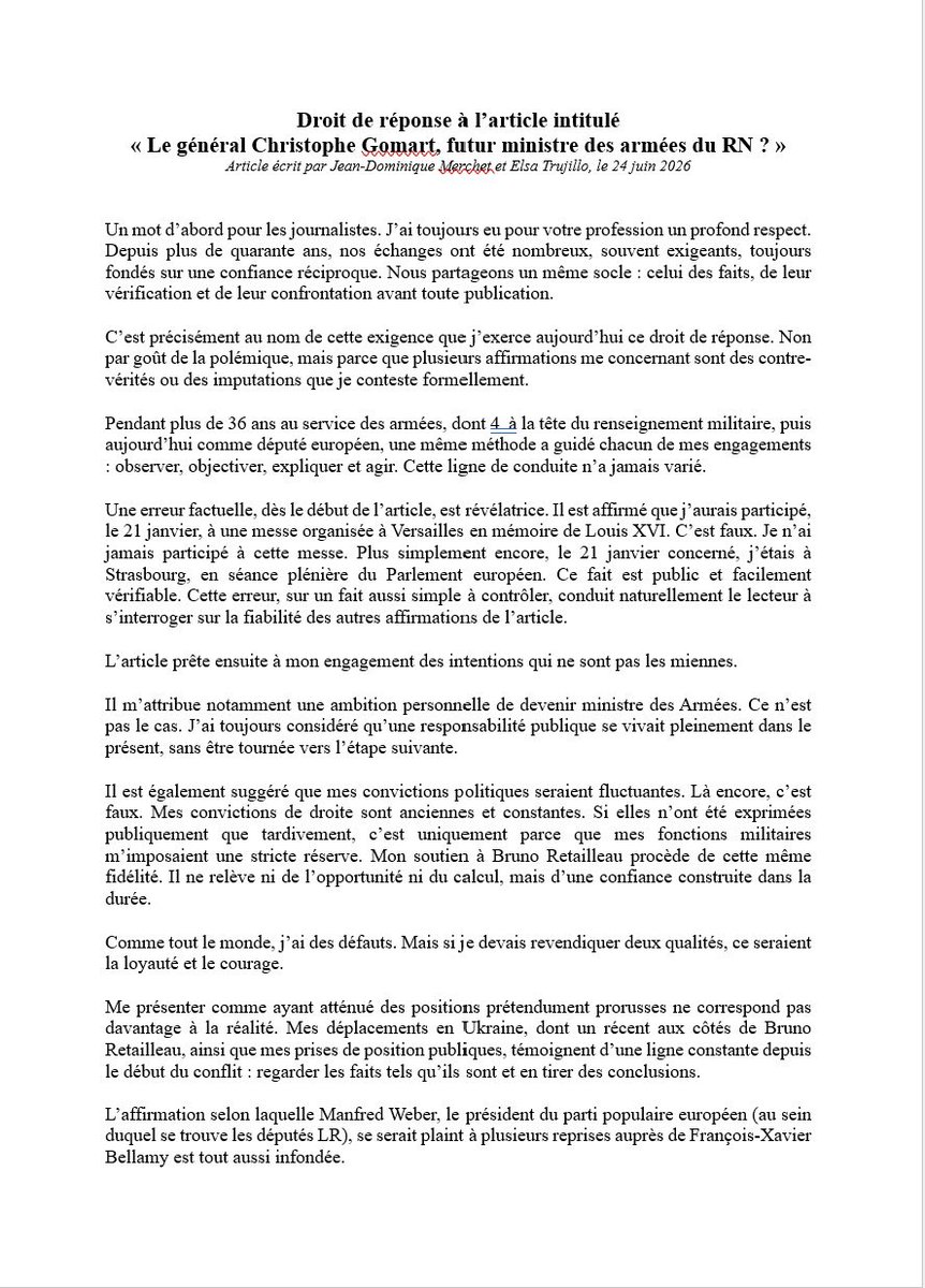 Chris_Gomart's tweet photo. À celles et ceux qui m’ont encouragé à exercer mon droit de réponse suite à l’article de L’Express du 24 juin : il a été refusé.
Envoyé par lettre recommandée avec accusé de réception dès sa parution, la confirmation du refus m’est parvenue hier, invoquant un vice de forme.
Je vous le transmets tel quel, ci-dessous.
