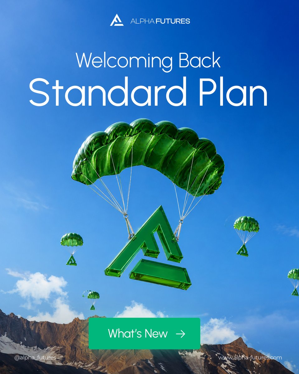 Alpha_Futures_'s tweet photo. The Standard Plan is officially back, and it's built for traders who want to move fast.

No fluff, no bloated rulebooks — just a straightforward path to Qualified with clear objectives and room to scale.

🎯 $3K-$9K profit targets
📊 Up to 5 accounts
⏱️ Only 2 minimum trading days
🚫 No daily drawdown on the eval

This is for traders who don't need training wheels — you know the plan, you execute, you get paid. Micro scaling is enabled, payouts hit after just 5 green days, and accounts start from $50K all the way up to $150K.

Lock it in for 40% off with code ALPHA40. 👇

https://t.co/dgDW3pxLJ7
