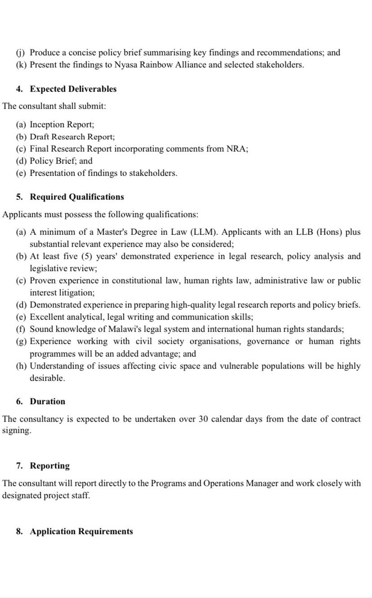 nyasa_rainbow's tweet photo. 📢 WE’RE HIRING: LEGAL CONSULTANT

Nyasa Rainbow Alliance (NRA) is seeking a Legal Consultant to conduct research and policy analysis  on Gaps in Laws and Policies affecting LGBTIQ civic space in Malawi.

Check the full Terms of Reference for qualifications, scope of work https://t.co/uHQ3OaWmt2