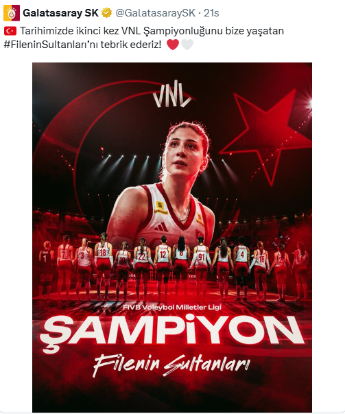 ridvanaksu's tweet photo. voleybol takımı şampiyon oldu..

soldaki Fenerbahçe'nin paylaşımı..

sağdaki Galatasaray'ın paylaşımı..

MVP seçilen Vargas için bile Fenerbahçe böyle bir paylaşım yapmazken Galatasaray kendi oyuncusunu öne çıkarıyor..

ve bunu hep yapıyorlar, depremde bile yaptılar.. çok yazık.. https://t.co/mdN3J6bivH
