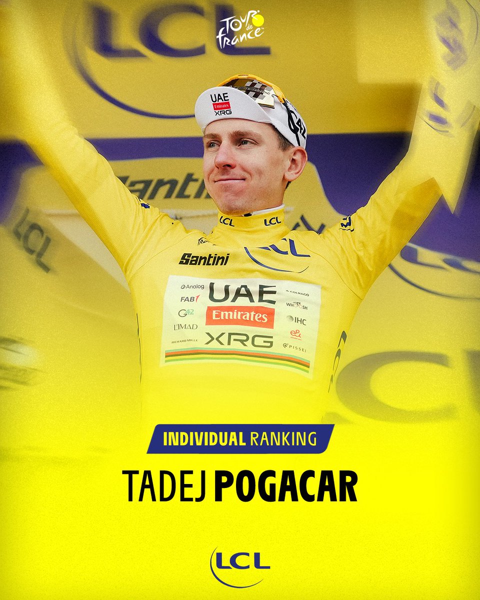 SWorld77267's tweet photo. 📊 Slovenian Tadej Pogačar wins the Tour de France 🚴‍♂️

- This is Pogačar's fifth title and his third consecutive victory .  #TDF2026 https://t.co/nB0qY1kAp1