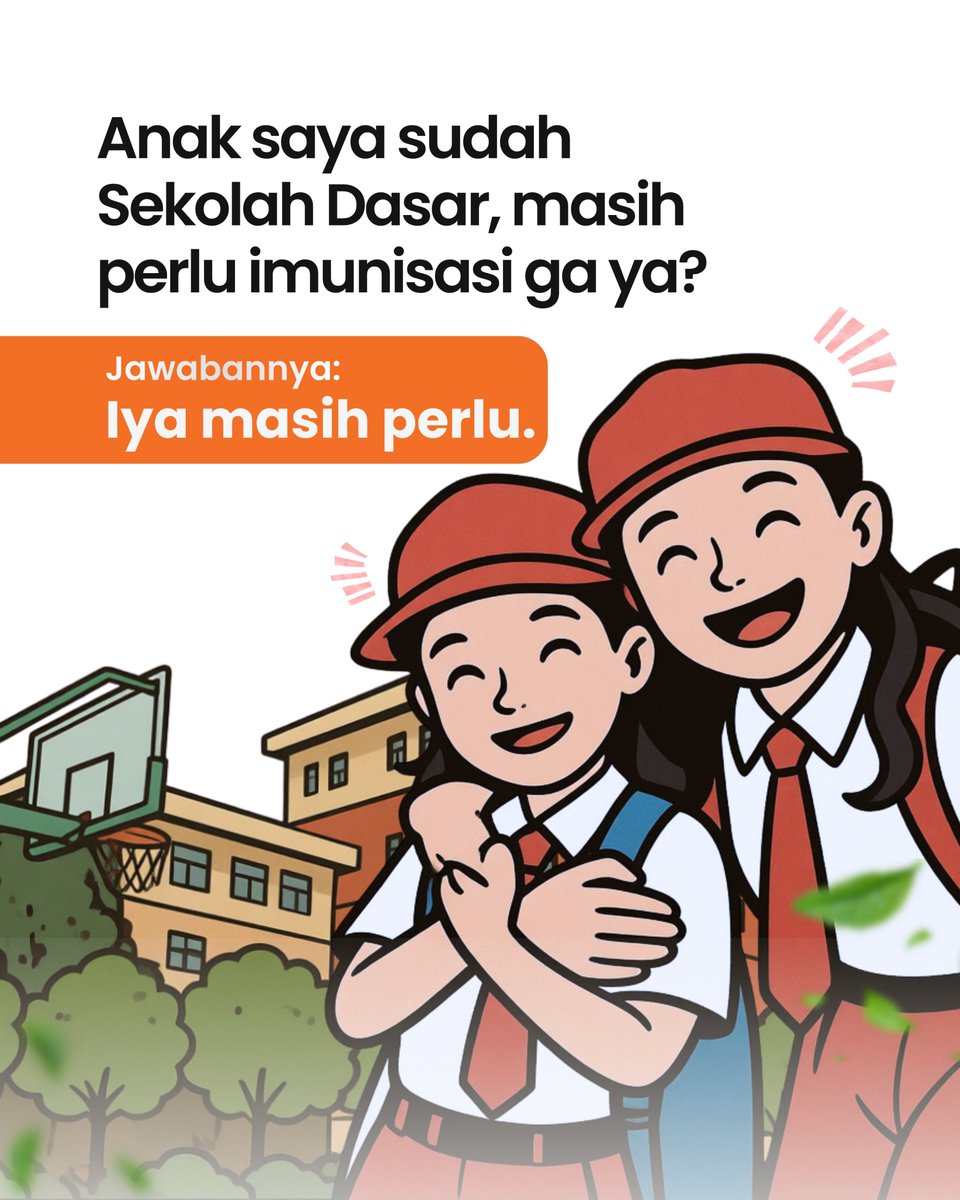 biofarmaID's tweet photo. Anak sudah SD, masih perlu imunisasi? 🤔

Masih, lho! Seiring bertambahnya usia, perlindungan dari beberapa imunisasi dapat menurun. Karena itu, anak tetap memerlukan imunisasi lanjutan sesuai usianya. https://t.co/5u9Axl73RA