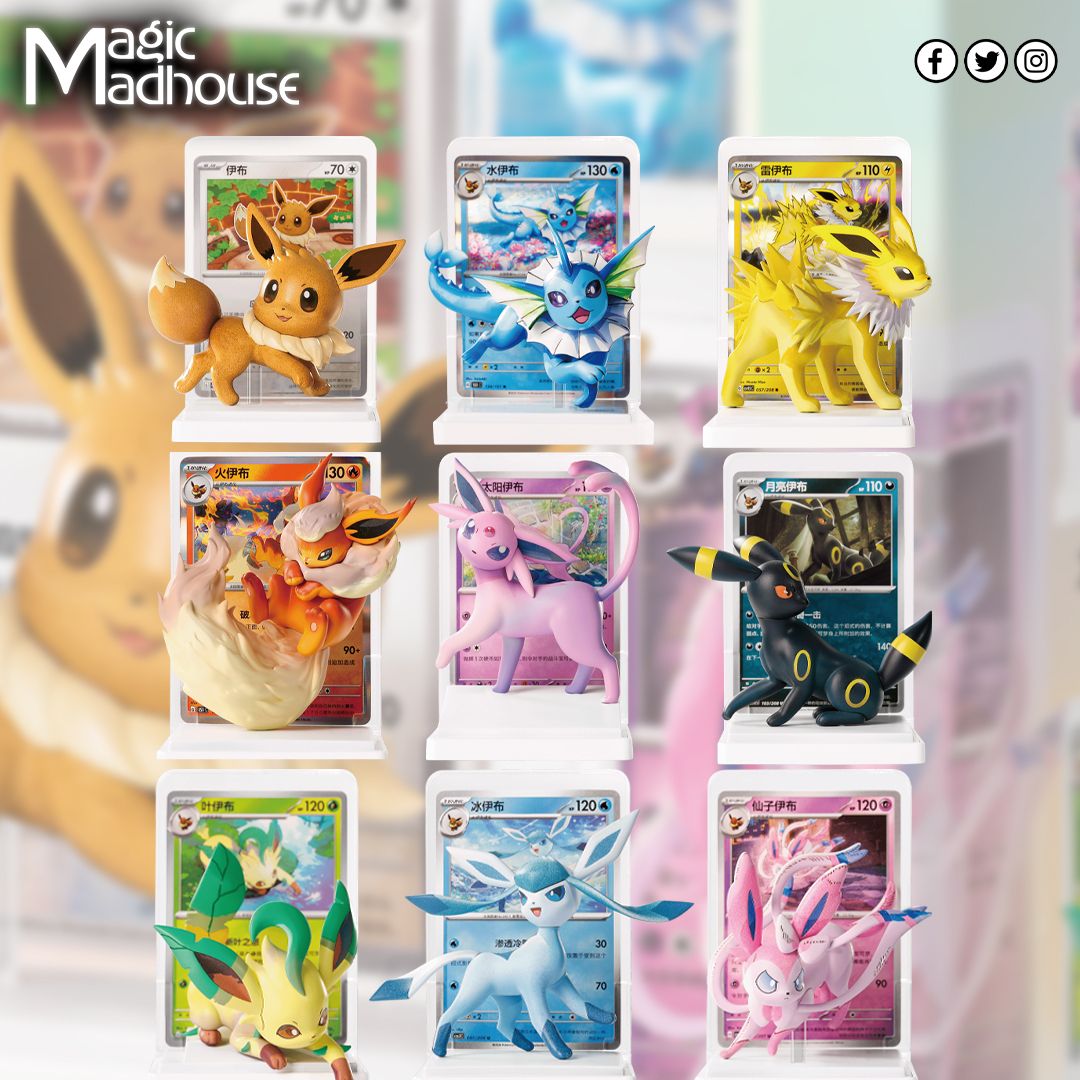 magicmadhouse's tweet photo. Pokemon China have REVEALED The NEW "Dream Weaver" Eevee Figure Set. It'll release on August 7th and each box includes one random Pokémon figurine, one Terastal Gathering booster pack, and one Pokémon card corresponding to the figurine 

There is also a 1:80 chance to get hidden Eevee figure/card