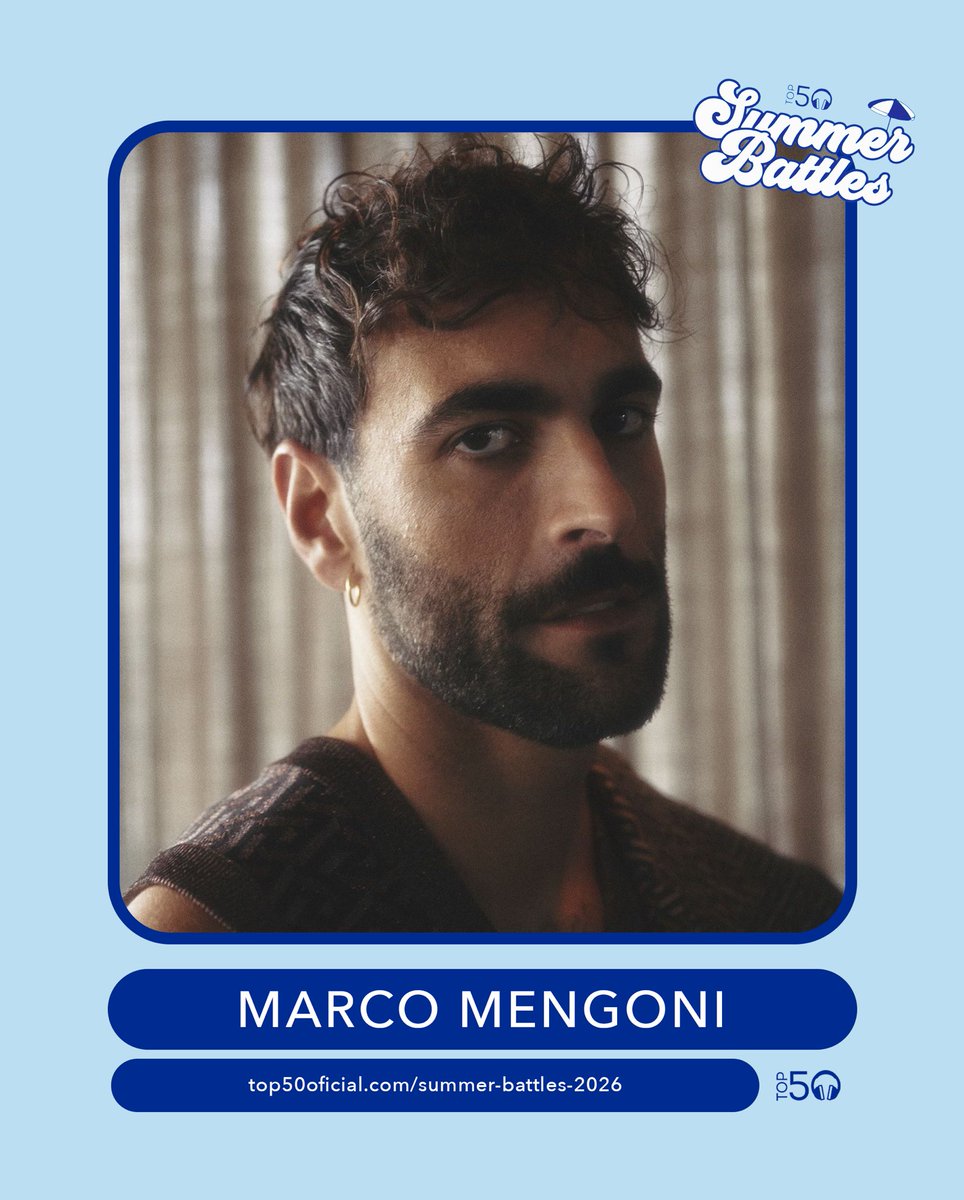 Top50Oficial's tweet photo. 🏖️ MARCO MENGONI ha superado los 1.000 VOTOS en la RONDA 1 de las TOP 50 SUMMER BATTLES 2026

— Sigue votando por tus favoritos aquí: https://t.co/6RMmA7iIuY https://t.co/MYxwFNNA8s