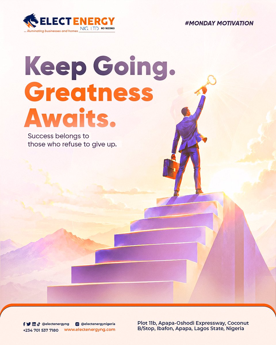 Electenergyng's tweet photo. Every challenge is an opportunity to grow stronger ⚡

The journey to success isn't always easy, but every step forward brings you closer to your goals.

Stay focused, stay resilient, and keep moving 🛣️

#MondayMotivation #ElectEnergy #PoweringProgress #OilandGas #DieselSupply https://t.co/pskZ6b2DZS