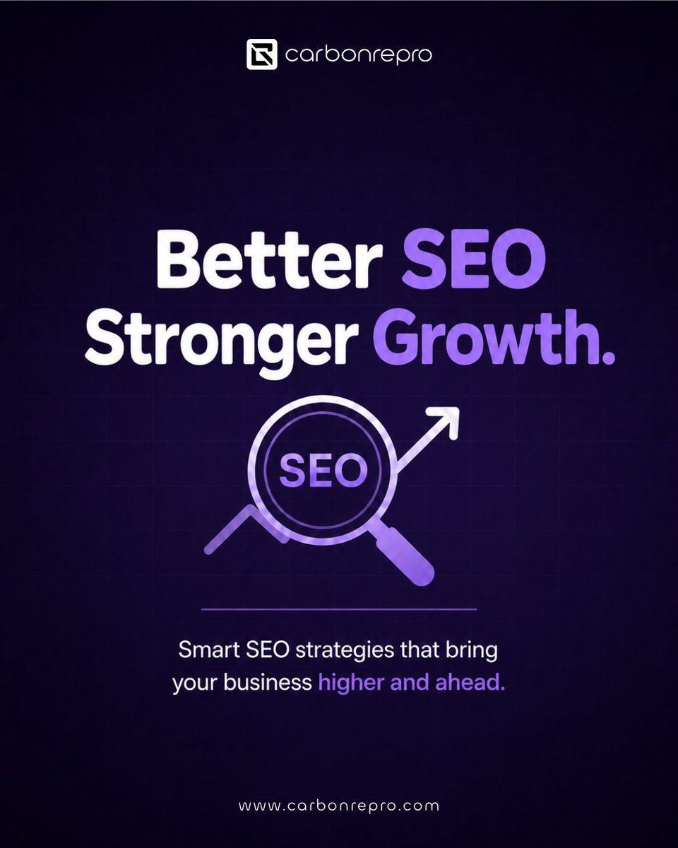 carbonrepro's tweet photo. Better SEO means better visibility, stronger traffic, and more qualified leads.

At carbonrepro, we build smart SEO strategies that help your business get found by the right audience and grow with purpose.

Visit: https://t.co/v4i1dmIpXA

#MarketIntelligence https://t.co/fB5hrAudCe