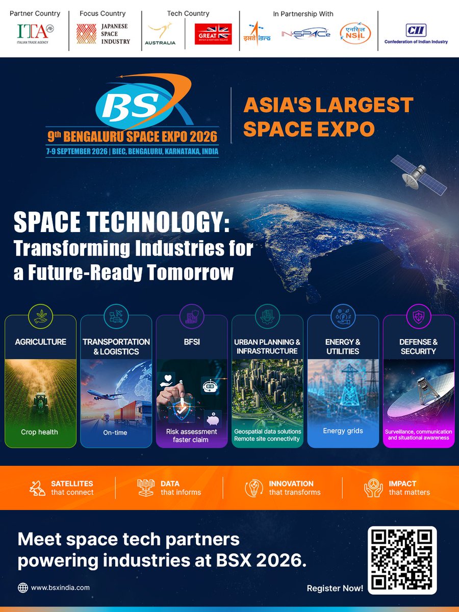 CIIEvents's tweet photo. 𝐁𝐒𝐗 2026. 𝐁𝐞 𝐭𝐡𝐞𝐫𝐞.

Discover how start-ups and companies are harnessing the space tech to transform businesses across sectors.

Be part of the conversation. Be part of the NewSpace revolution.

📷 𝐁𝐈𝐄𝐂, 𝐁𝐞𝐧𝐠𝐚𝐥𝐮𝐫𝐮

📷 7–9 𝐒𝐞𝐩𝐭𝐞𝐦𝐛𝐞𝐫 2026 https://t.co/KIromEX9m2