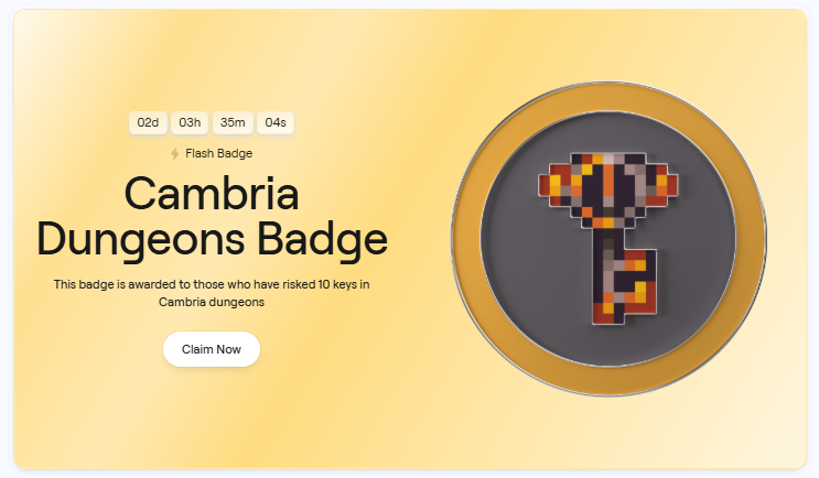 Lard22207's tweet photo. Got Cambria Dungeons Badge on @AbstractChain✅
You can get it if you risk 10 keys in Cambria dungeons https://t.co/ZdLSOJXZib