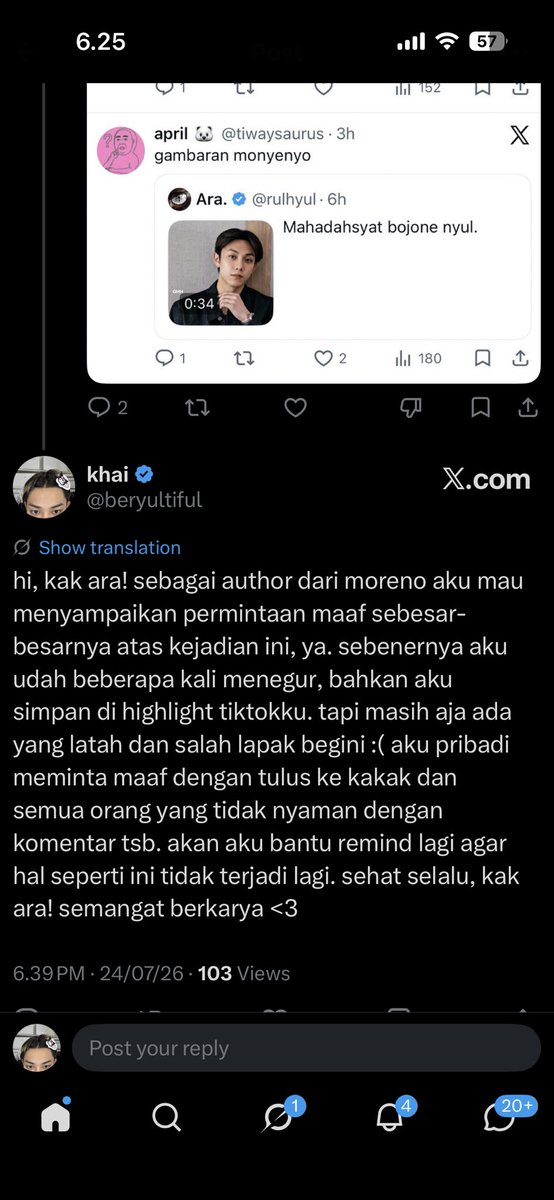 beryultiful's tweet photo. halo, sebelumnya aku ingin menyampaikan permintaan maaf sedalam-dalamnya untuk teman-teman yang merasa tidak nyaman dengan perbuatanku. juga terima kasih yang tulus untuk semua teguran dan masukan yang sudah disampaikan dengan baik.

aku menyimak semua keluh kesah dan nasihat teman-teman, pun aku juga sudah berusaha untuk memberikan gentle reminder untuk teman-teman pembaca, baik di sini maupun di tiktok. tapi, jika sekiranya memang masih ada yang mengganjal dan belum cukup dari usahaku boleh tolong beritahu ya teman-teman!

aku sama sekali tidak bermaksud untuk menjadi ignorant dan menyepelekan masalah ini. aku hanya tidak ingin terlalu banyak memberikan vibes negatif di sini dan mengganggu ruang nyaman teman-teman yang lain, sehingga aku mungkin terlihat tidak cukup peduli untuk bersuara.

maka dengan ini, izinkan aku untuk meminta maaf sekali lagi kepada teman-teman, juga mewakili teman-teman pembaca yang mungkin sudah menimbulkan ketidaknyamanan bagi sebagian orang. aku harap, kita bisa berfokus untuk saling memberikan support dan cinta yang besar kepada Lngshot dengan cara kita masing-masing. sekali lagi, terima kasih untuk semua masukan yang sudah disampaikan. aku selalu menerima segala kritik dan saran dengan tangan terbuka, jadi jangan sungkan untuk bersapa ya! 💗