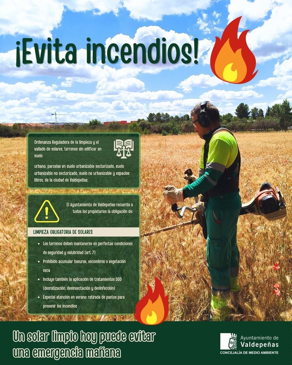 m_ambvaldepenas's tweet photo. 🔥 Los incendios que estamos viendo estos días en distintos puntos de España nos recuerdan que la prevención nunca es un exceso de precaución. https://t.co/Y3rhVSgIYi