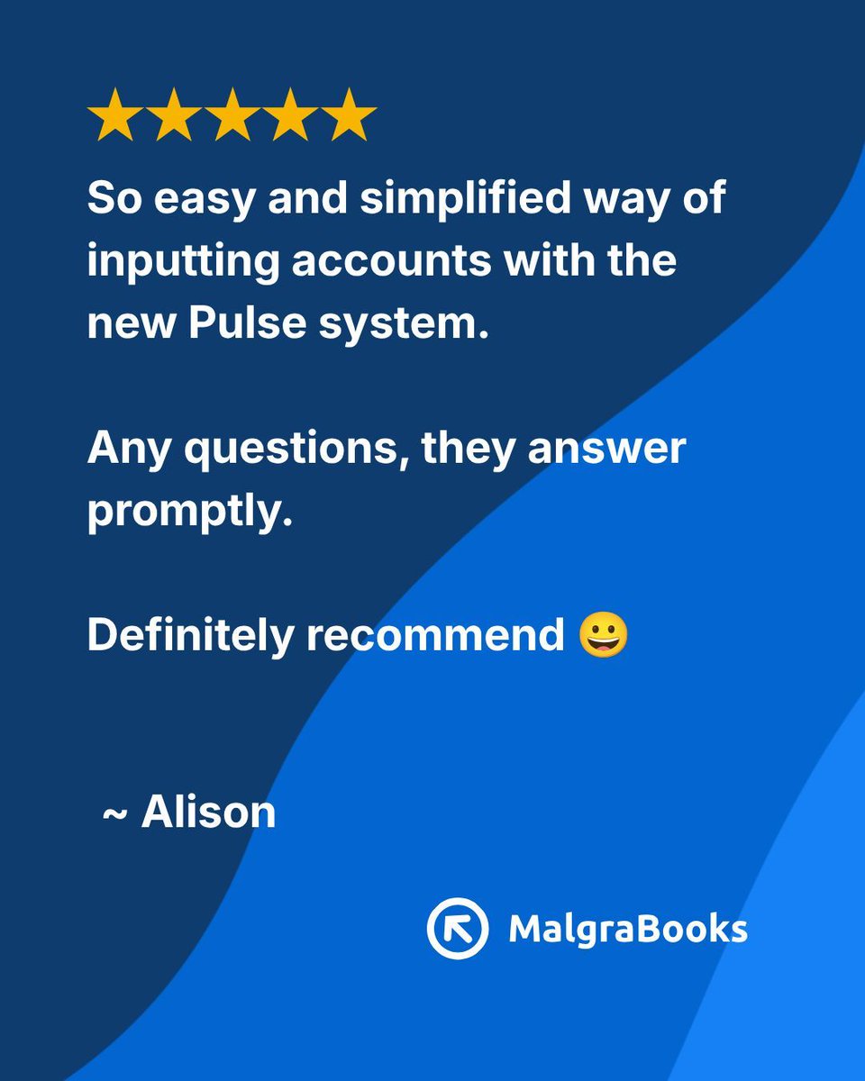 MalgraUK's tweet photo. "So easy and simplified way of inputting accounts with the new Pulse system. Any questions, they answer promptly." ~ Alison ⭐⭐⭐⭐⭐ https://t.co/jS7X4GPlSi https://t.co/dGGUyoJuos