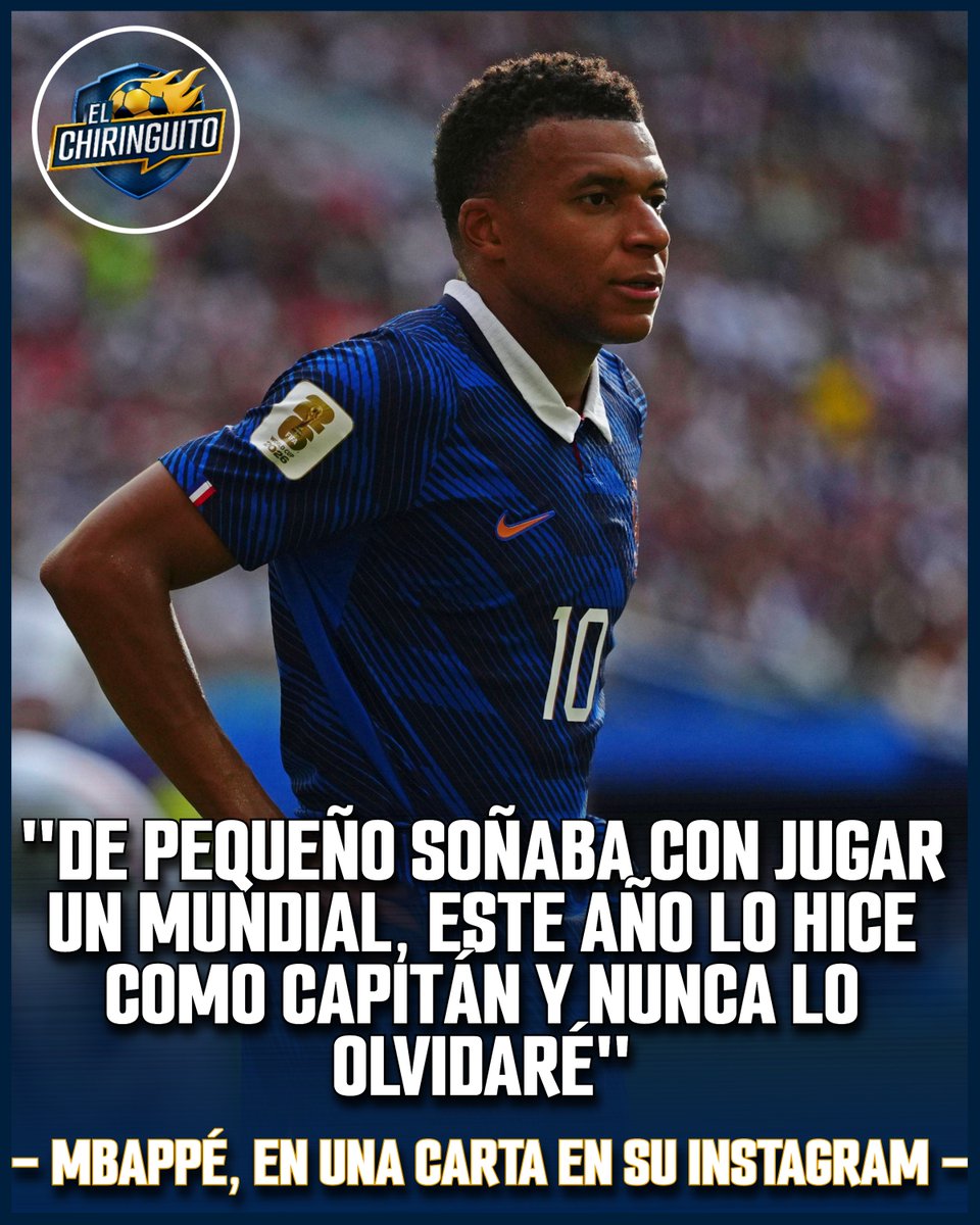 elchiringuitotv's tweet photo. 👀 @KMbappe y una carta abierta en su Instagram para toda la afición francesa tras el Mundial.

✍️ "Dolerá durante un tiempo".

🙌 "Aún no hemos terminado de jugar juntos". https://t.co/SMrtlWMUbw