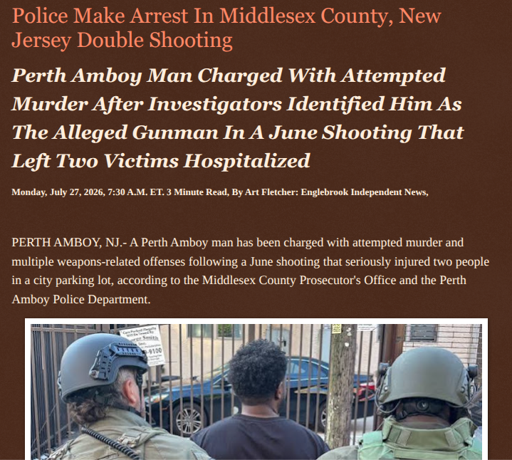 ArtFletcher9's tweet photo. Police Make Arrest In Middlesex County, New Jersey Double Shooting https://t.co/XgbSRaCvLA via @Englebrooknews #NewJersey #CrimeNews #MiddlesexCountyNJ #PerthAmboyNJ #Double #Shooting #Suspect #Apprehended @HRG_Media @LodiNJNews @fordmb1 @SarahGeving1 @Shannon96574094 @DanCook26214426 @Daytobehappy @janninereid1 @gator4kb18 @TrumpWasRite2 @KathyKbrose @RobGerundo @JimBobW49